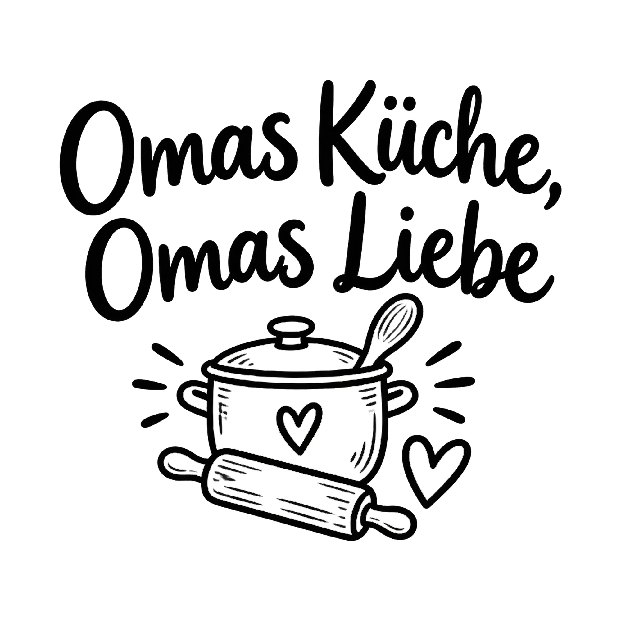 Bügelbild Omas Küche, Omas Liebe als Grafik auf weißem Hintergrund (BB019235)