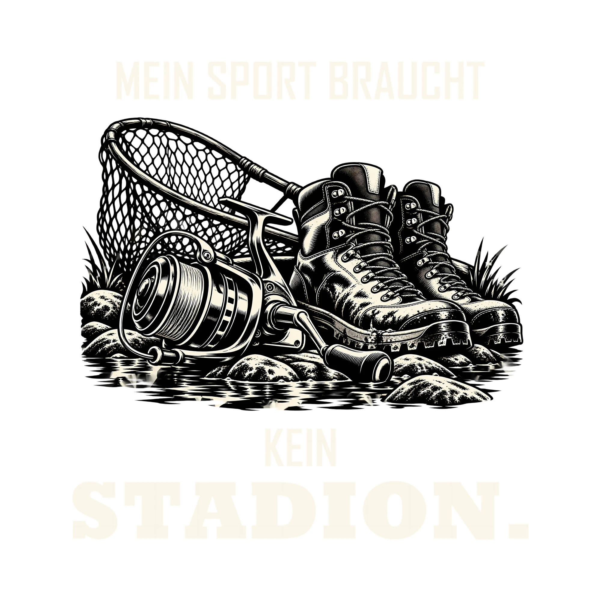 Bügelbild MEIN SPORT BRAUCHT KEIN STADION. als Grafik auf weißem Hintergrund (BB012693)