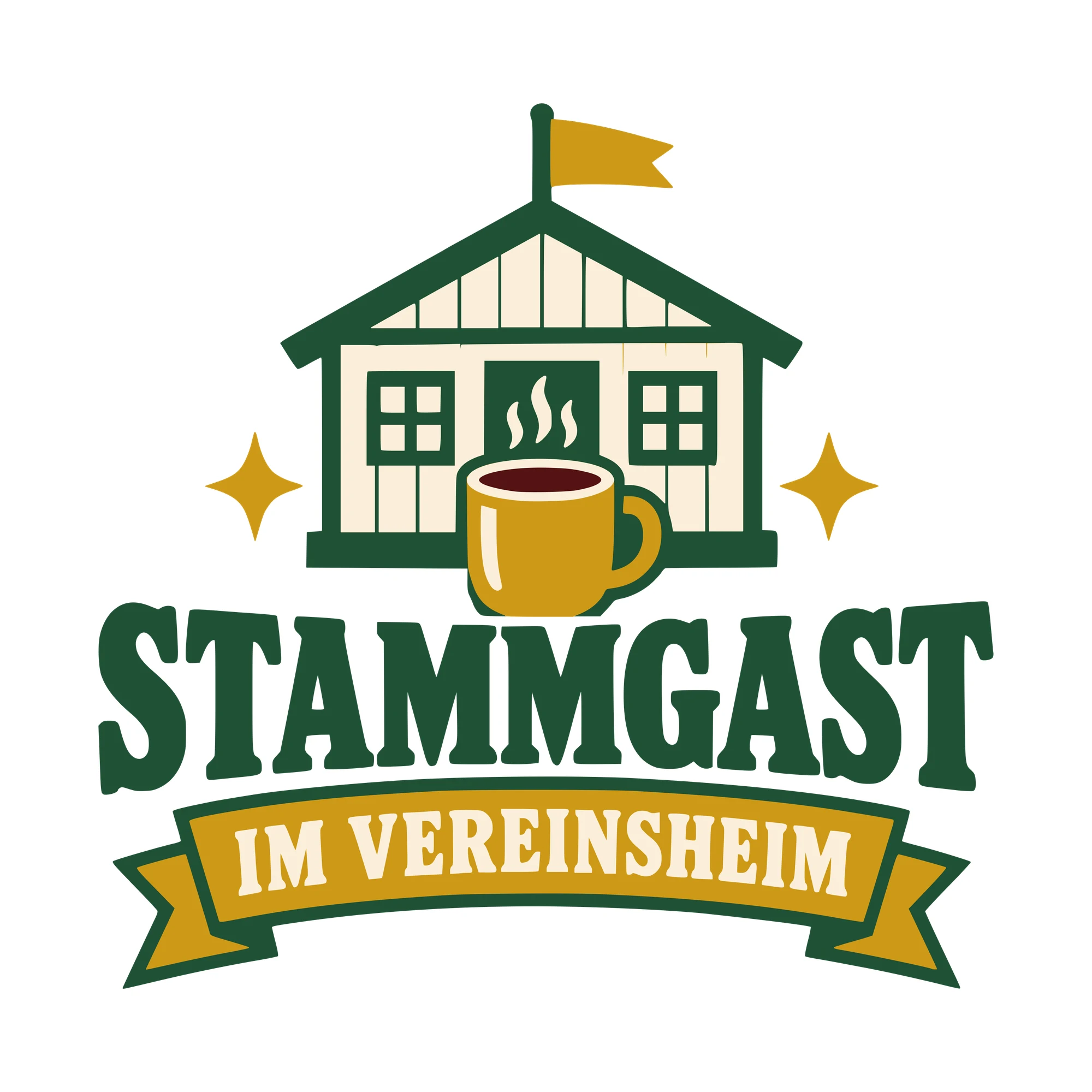 Bügelbild Stammgast im Vereinsheim als Grafik auf weißem Hintergrund (BB010616)