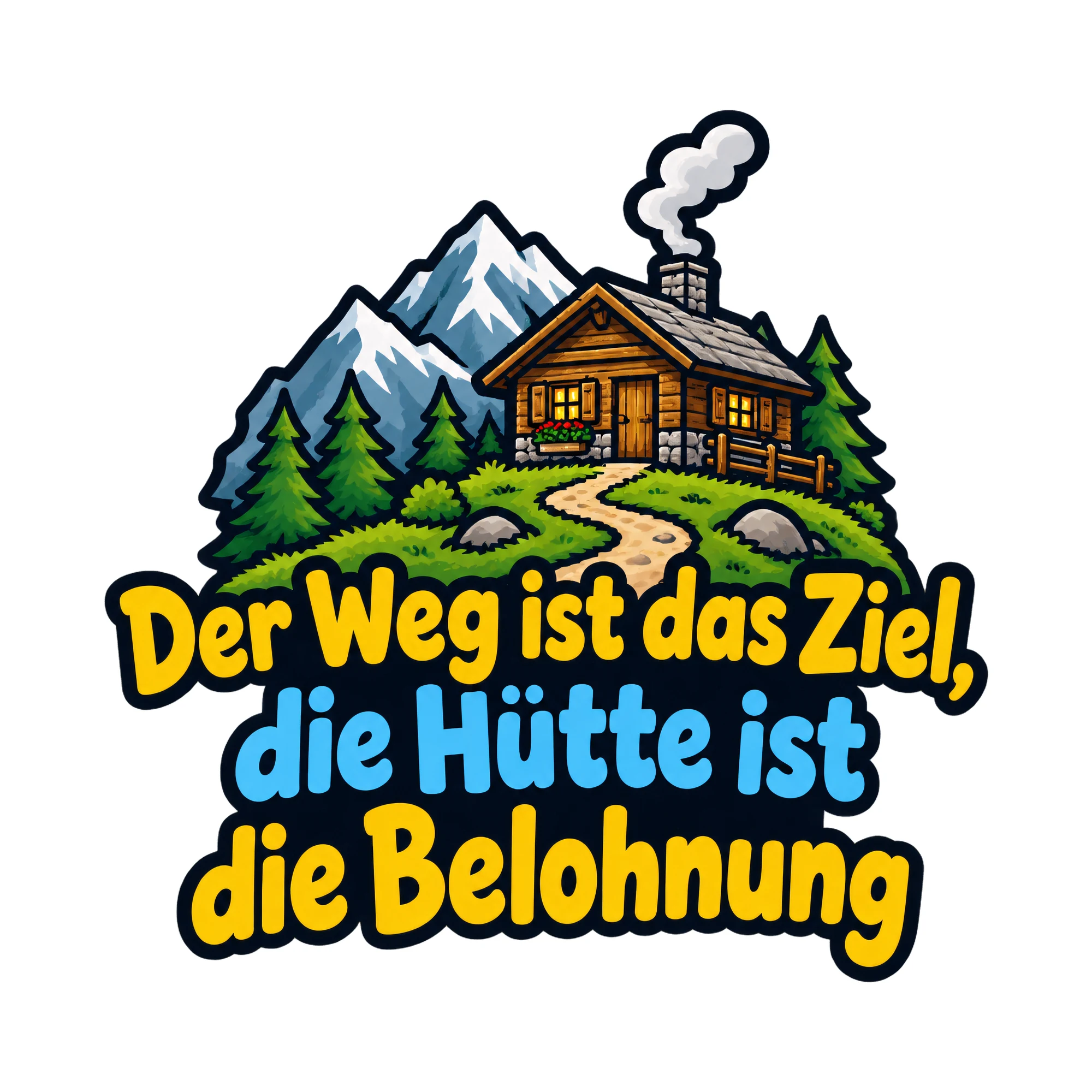 Bügelbild Der weg ist das ziel die als Grafik auf weißem Hintergrund (BB016471)