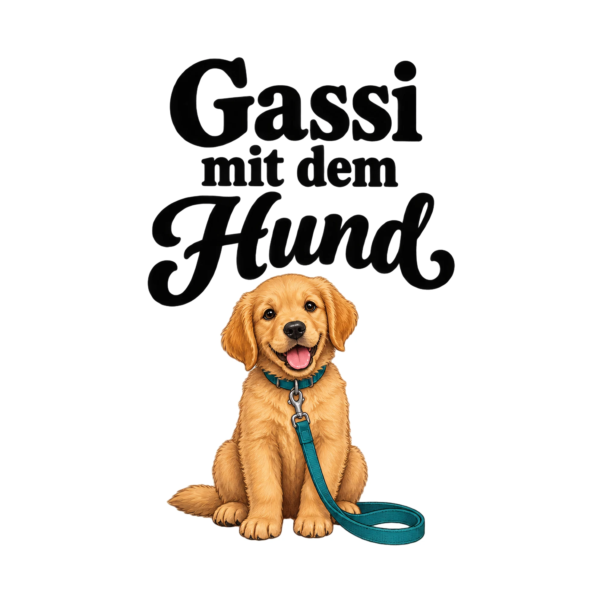 Bügelbild Gassi mit dem Hund, Tiere Shirt Spruch als Grafik auf weißem Hintergrund (BB017196)