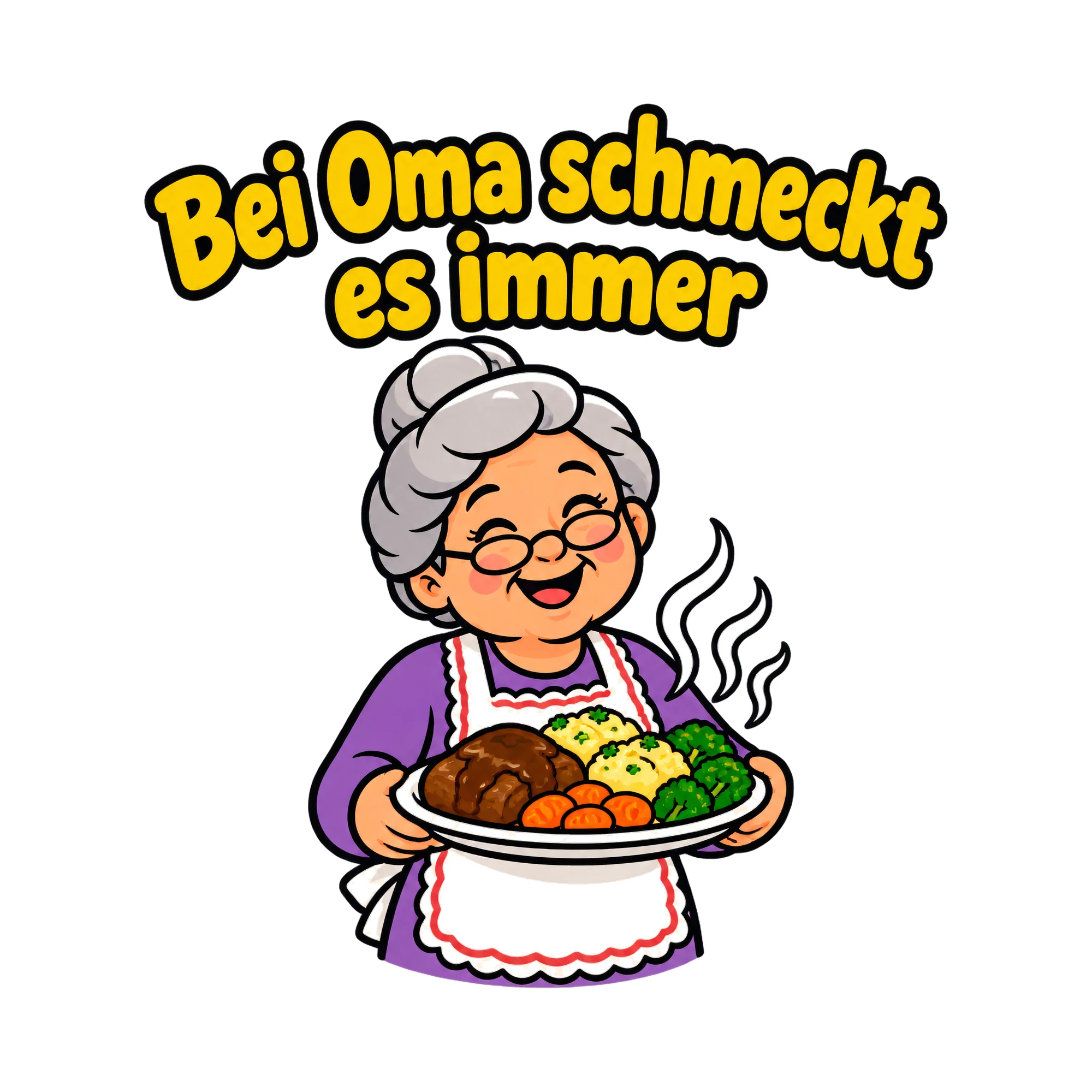 Bügelbild Bei Oma schmeckt es immer als Grafik auf weißem Hintergrund (BB019234)