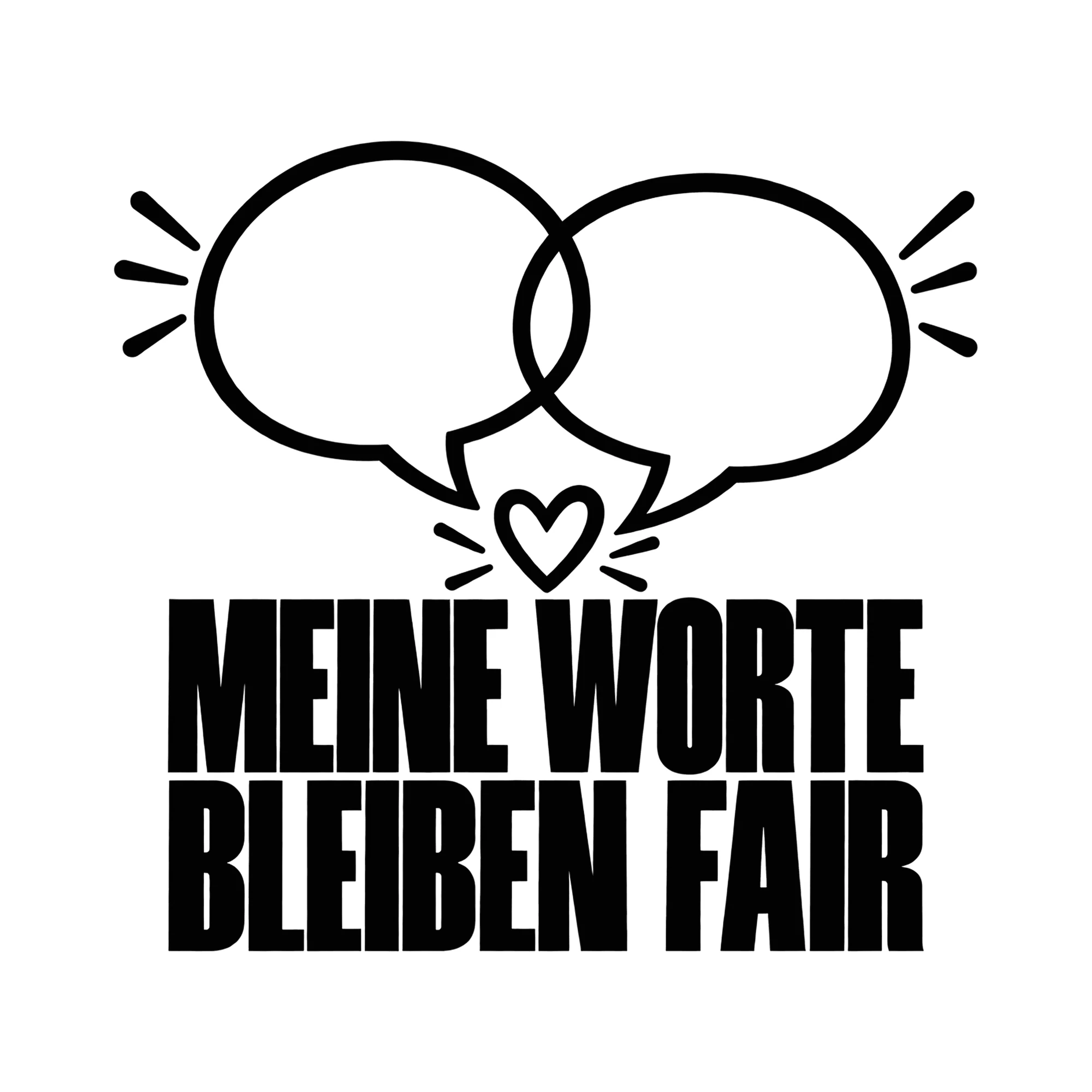 Bügelbild MEINE WORTE BLEIBEN FAIR als Grafik auf weißem Hintergrund (BB014618)