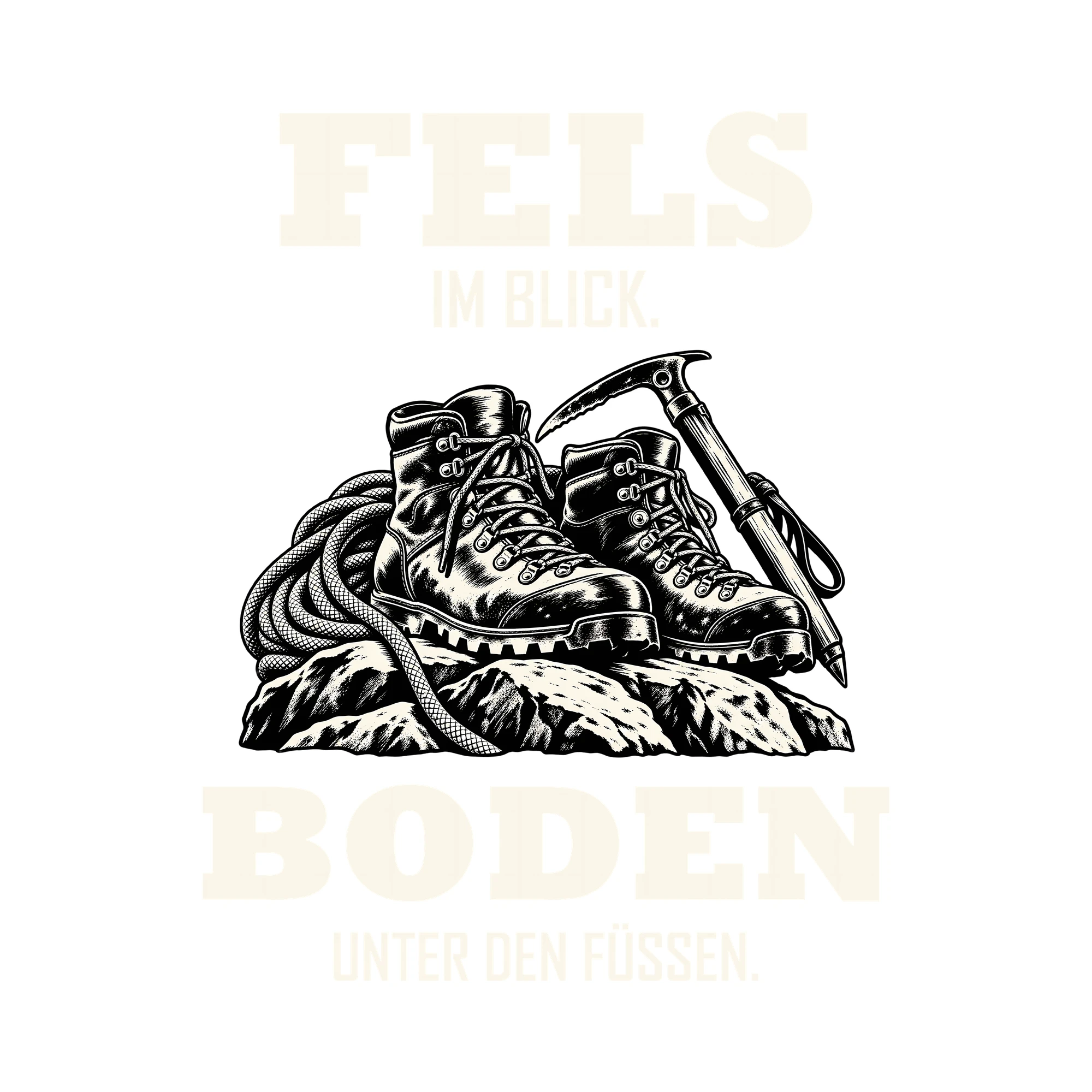 Bügelbild FELS IM BLICK. BODEN UNTER DEN FÜSSEN. als Grafik auf weißem Hintergrund (BB013176)