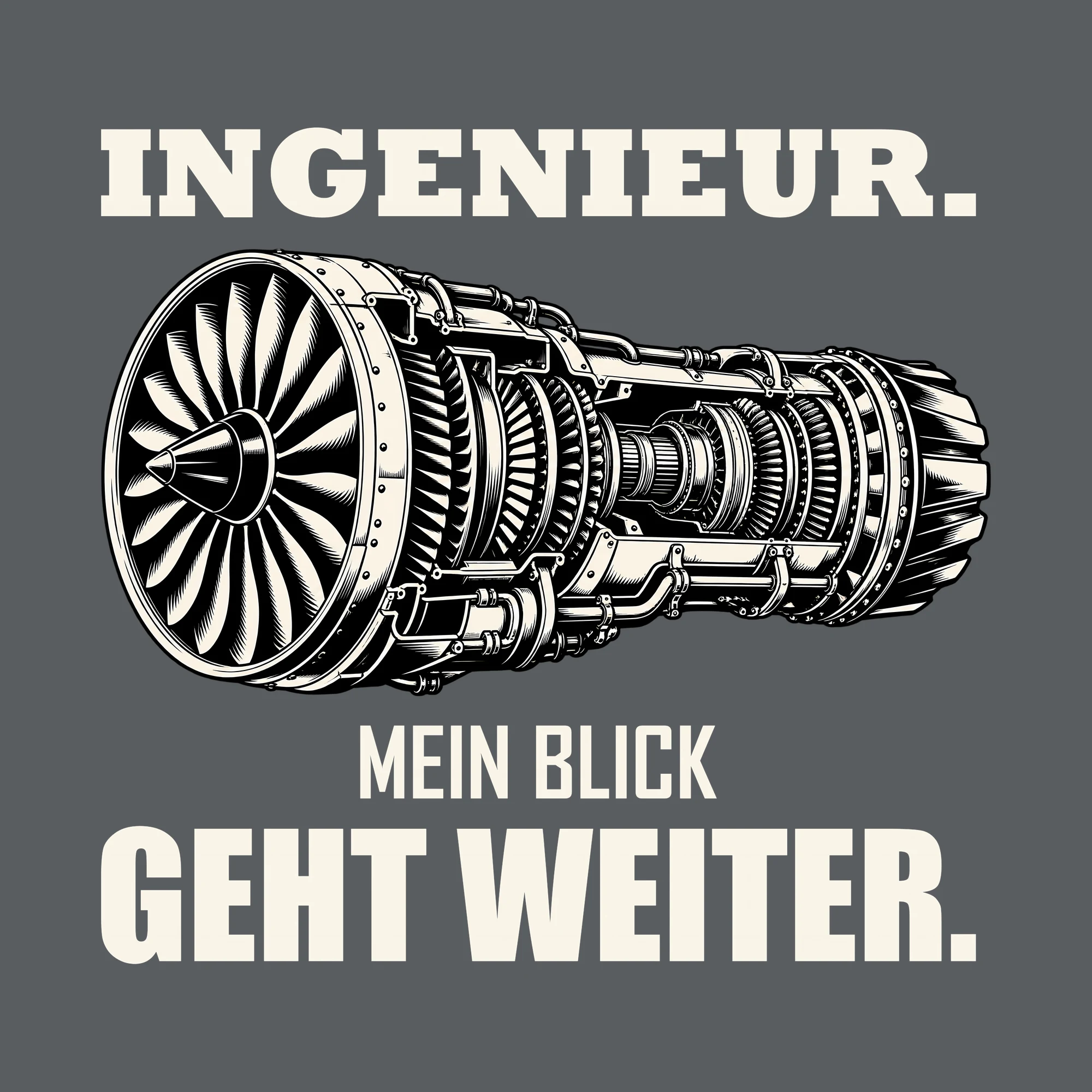 Bügelbild INGENIEUR. MEIN BLICK GEHT WEITER. als Grafik auf dunklem Hintergrund (BB011490)