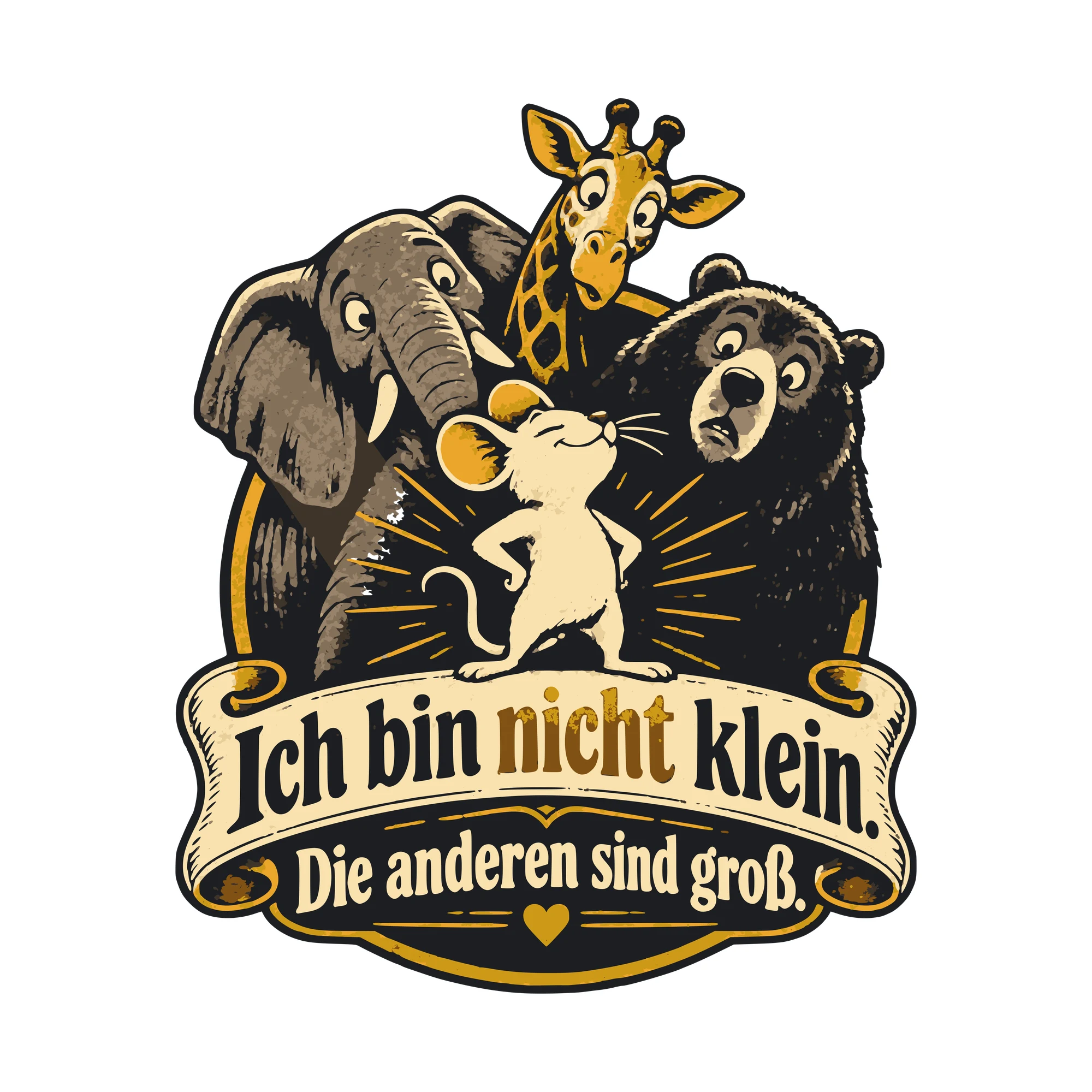 Bügelbild Ich bin nicht klein. Die anderen sind groß. als Grafik auf weißem Hintergrund (BB011234)