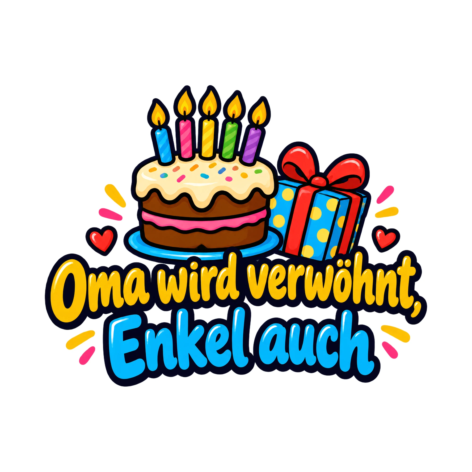 Bügelbild Oma wird verwöhnt, Enkel auch als Grafik auf weißem Hintergrund (BB019256)