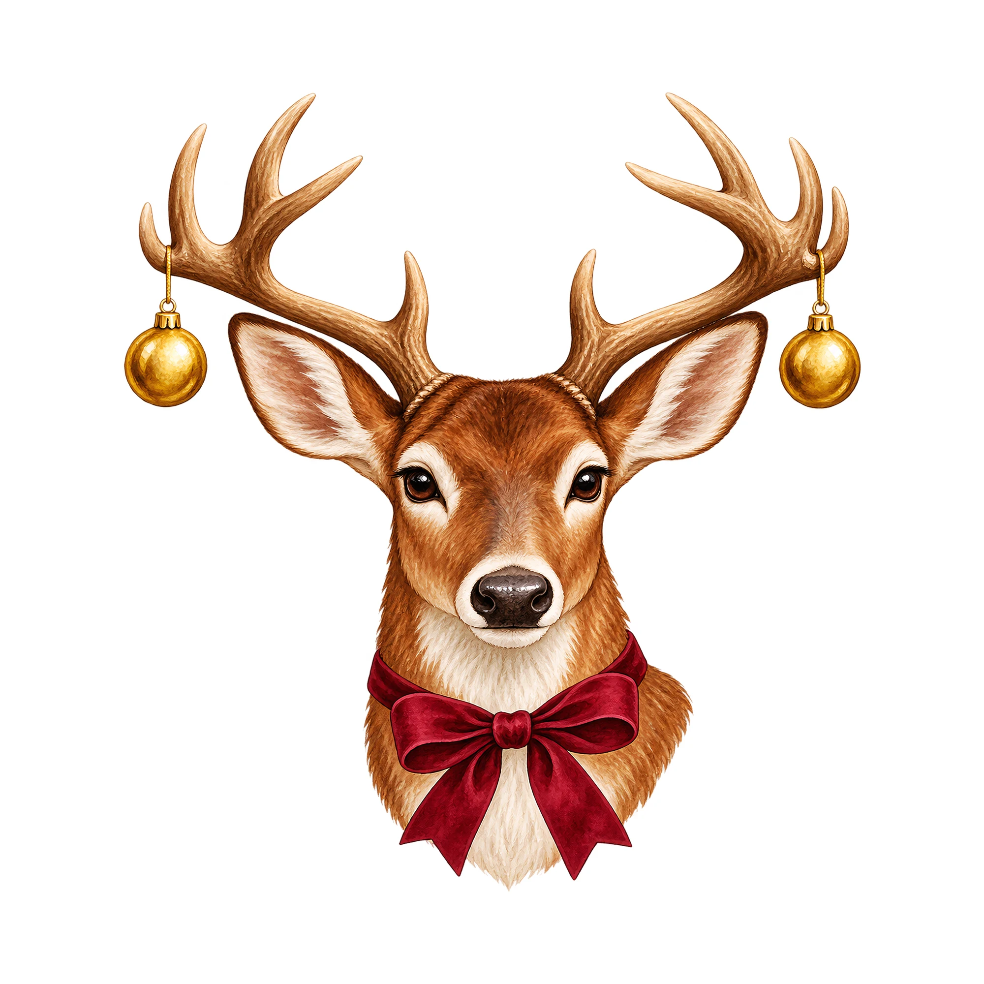 Bügelbild Hirschgeweih Weihnachten, Weihnachten Shirt Motiv als Grafik auf weißem Hintergrund (BB014803)