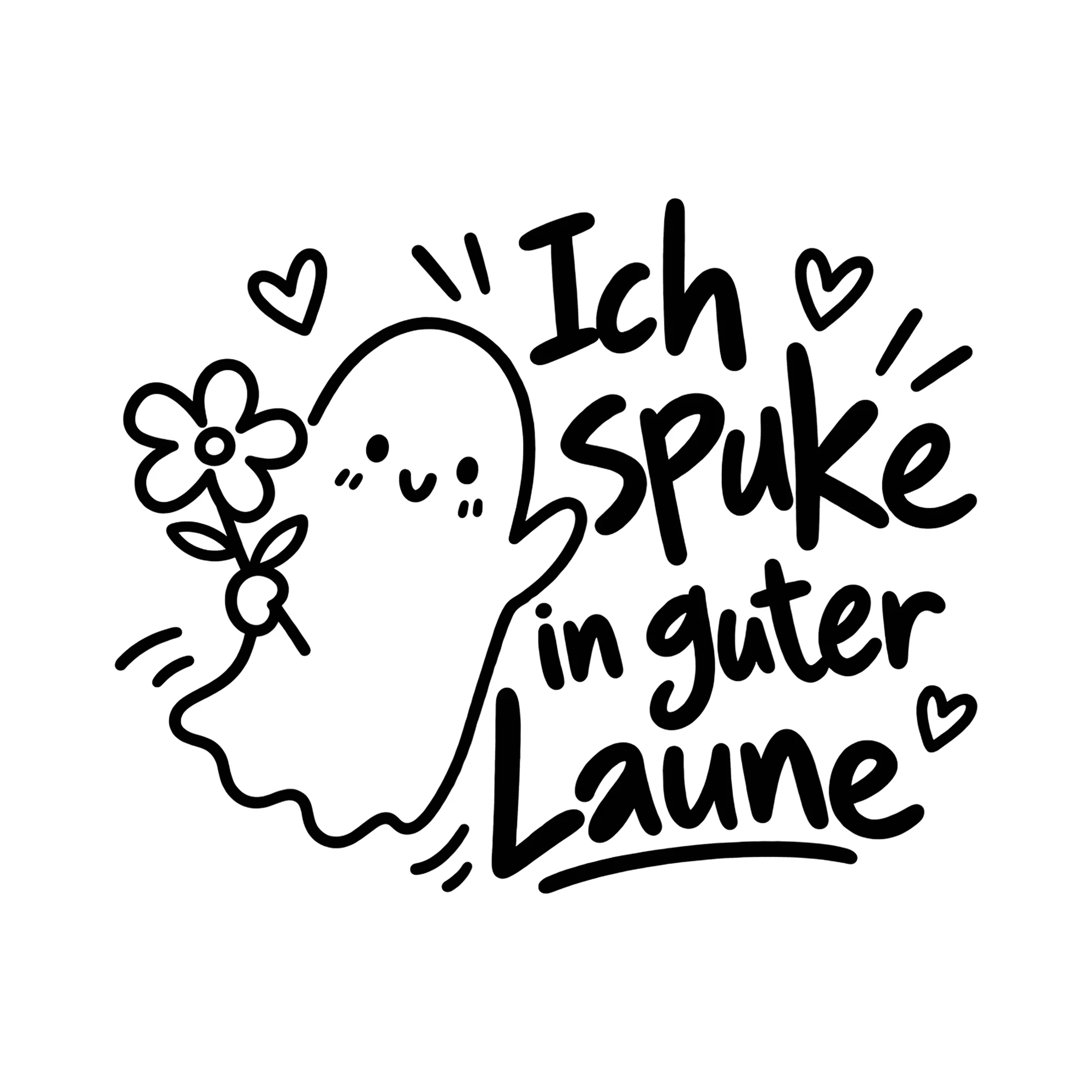 Bügelbild Ich spuke in guter Laune als Grafik auf weißem Hintergrund (BB012633)
