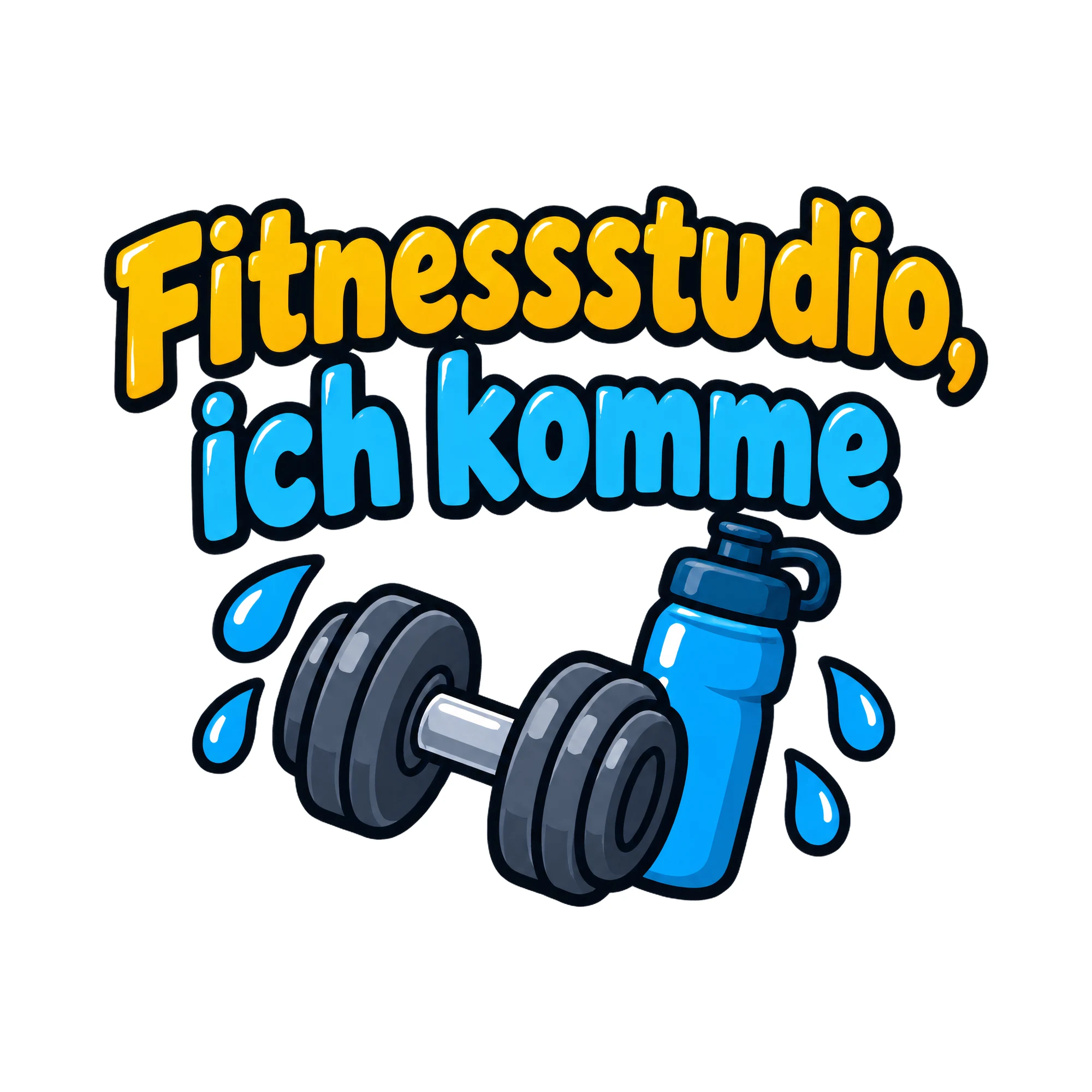 Bügelbild Fitnessstudio, ich komme als Grafik auf weißem Hintergrund (BB018463)