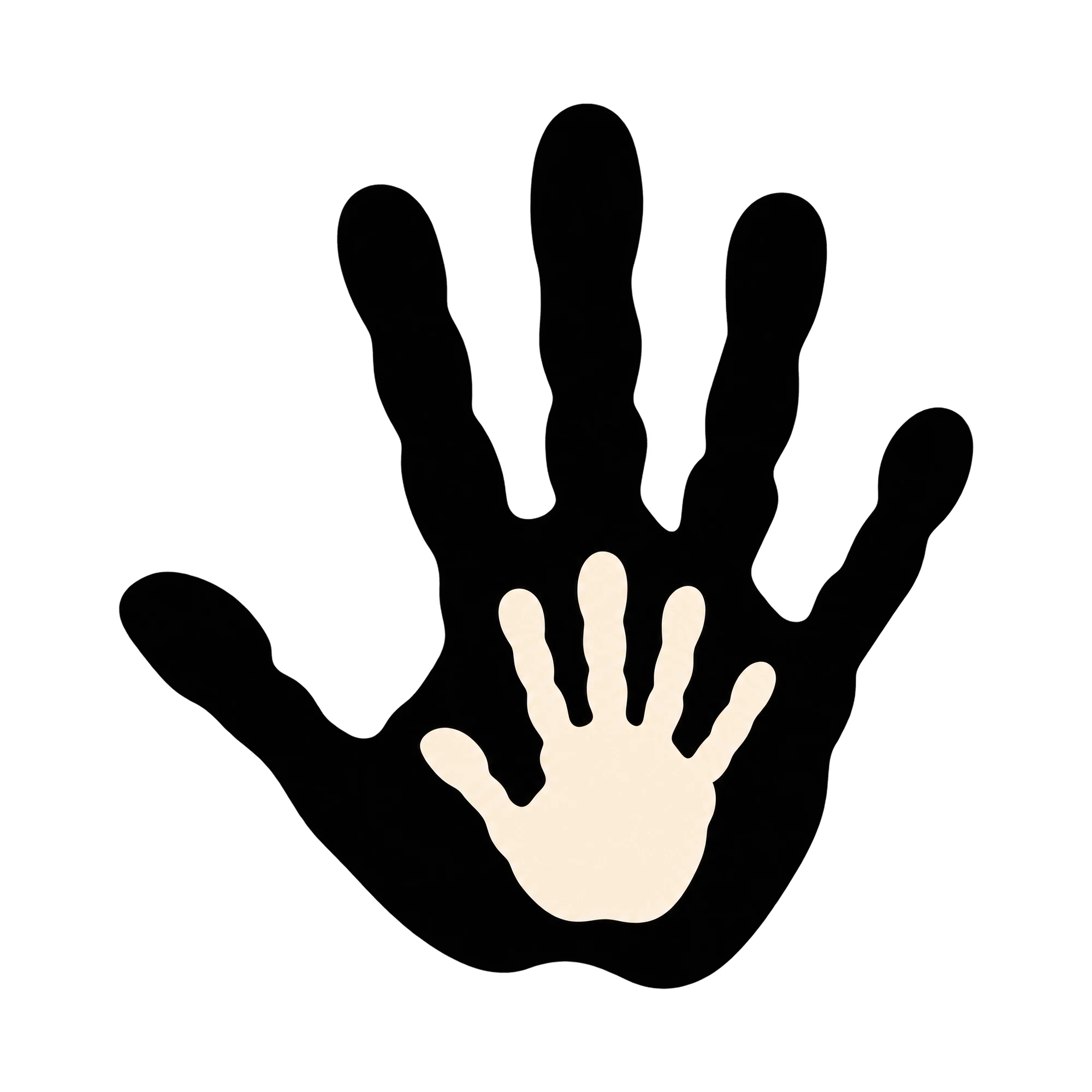 Bügelbild Hand Eltern Kind, Lustiger Shirt Motiv als Grafik auf weißem Hintergrund (BB015439)