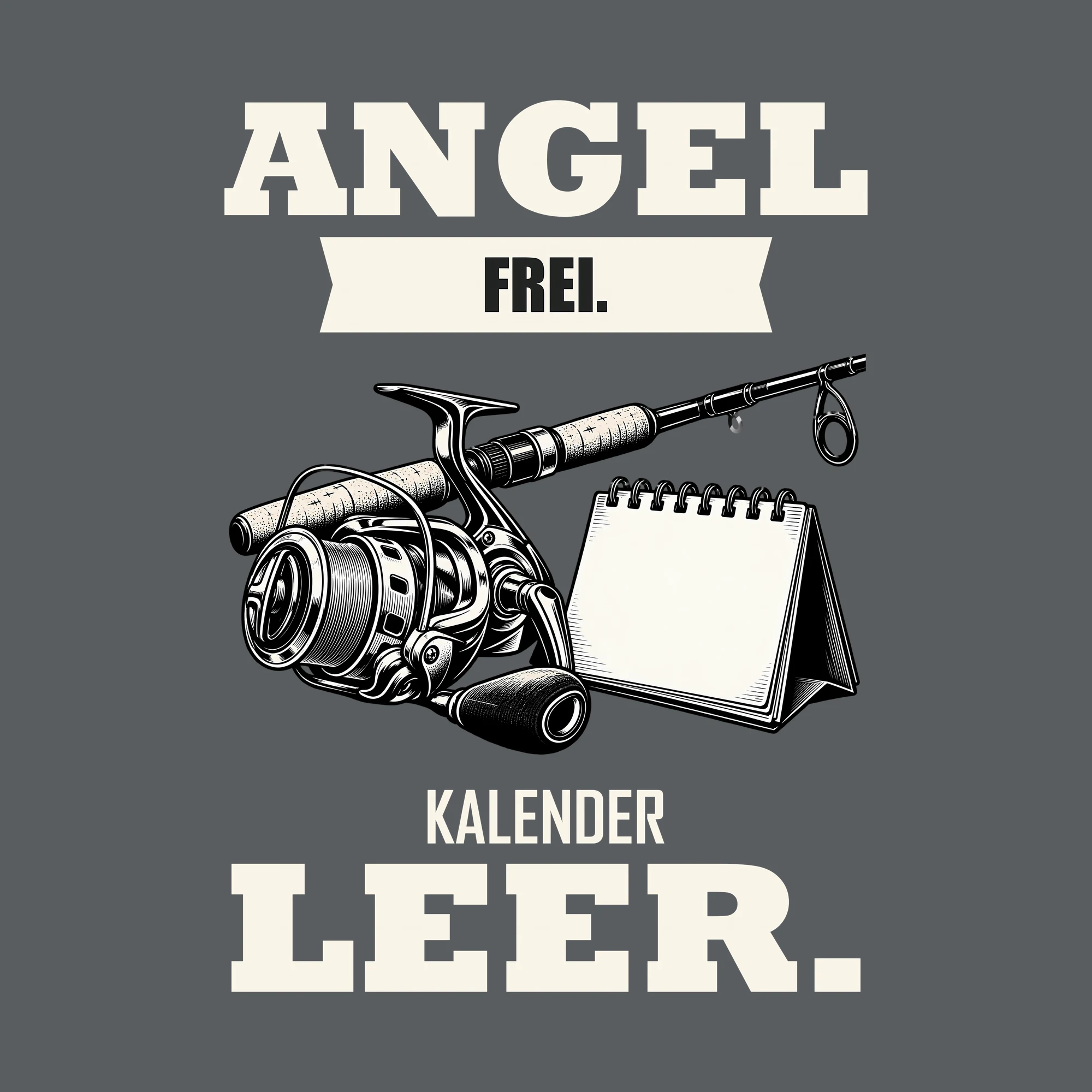 Bügelbild ANGEL FREI. KALENDER LEER. als Grafik auf dunklem Hintergrund (BB011503)