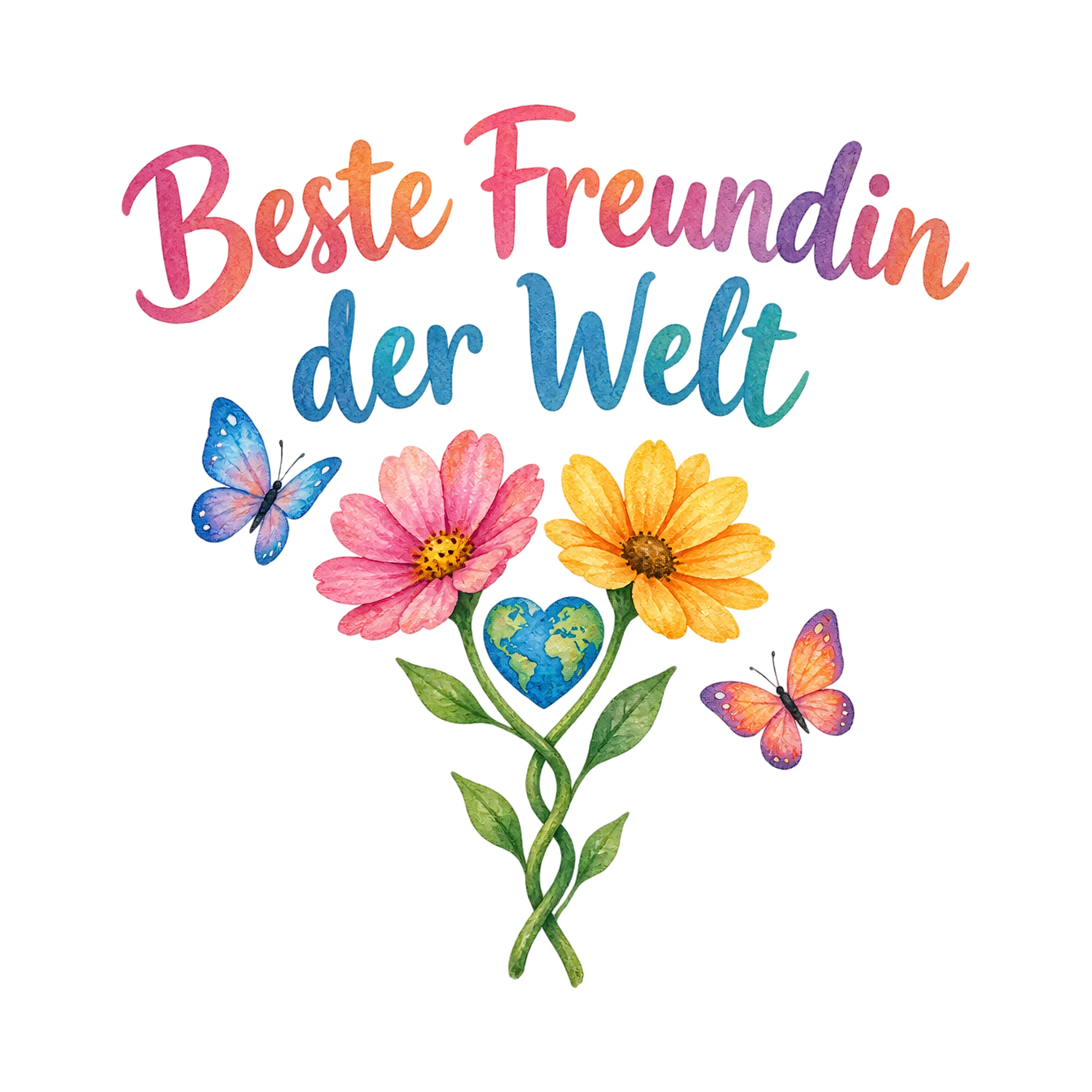 Bügelbild Beste Freundin der Welt, Mama Papa Shirt Spruch als Grafik auf weißem Hintergrund (BB018685)