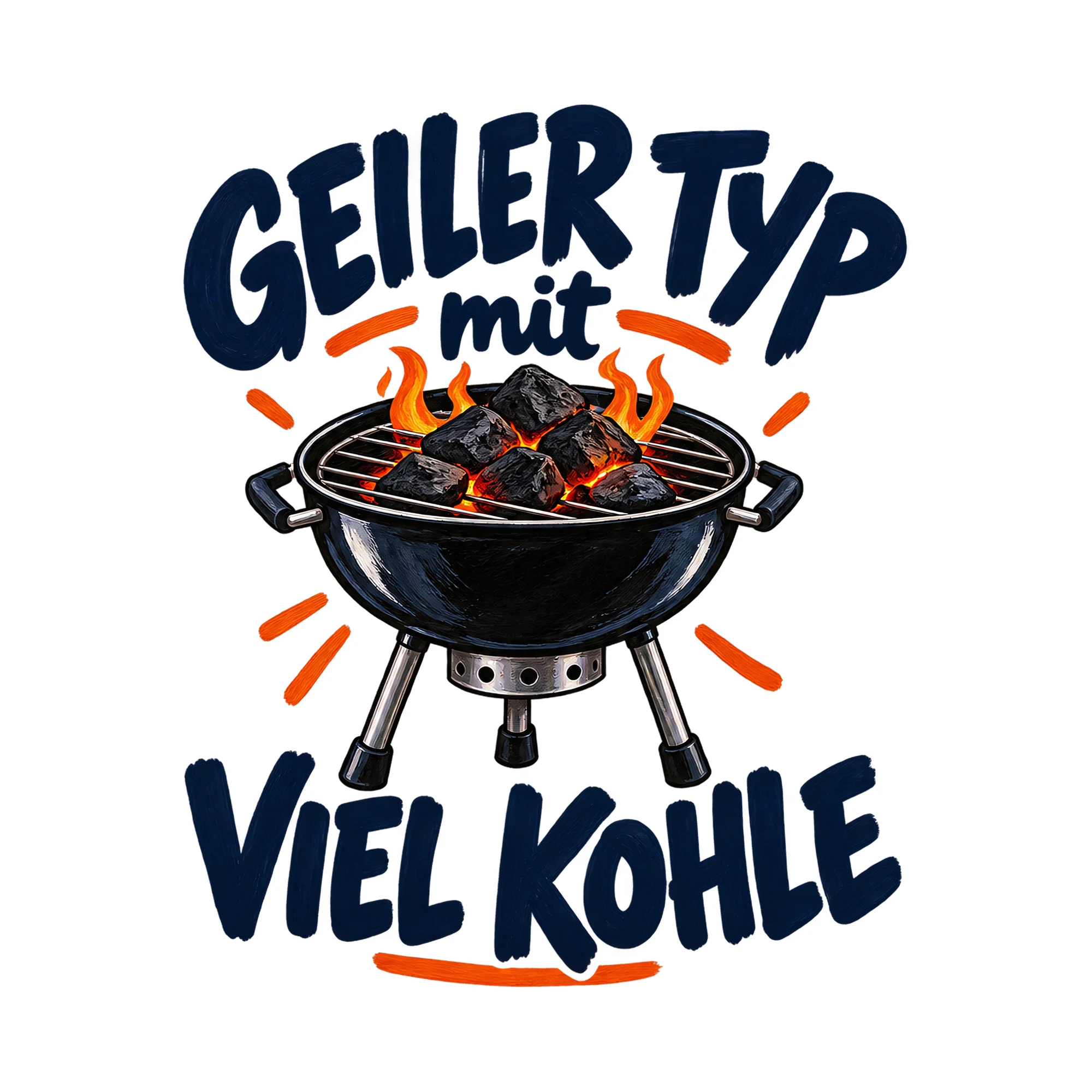 Bügelbild „Geiler Typ mit viel Kohle“, Lustiger Shirt Spruch als Grafik auf weißem Hintergrund (BB017430)
