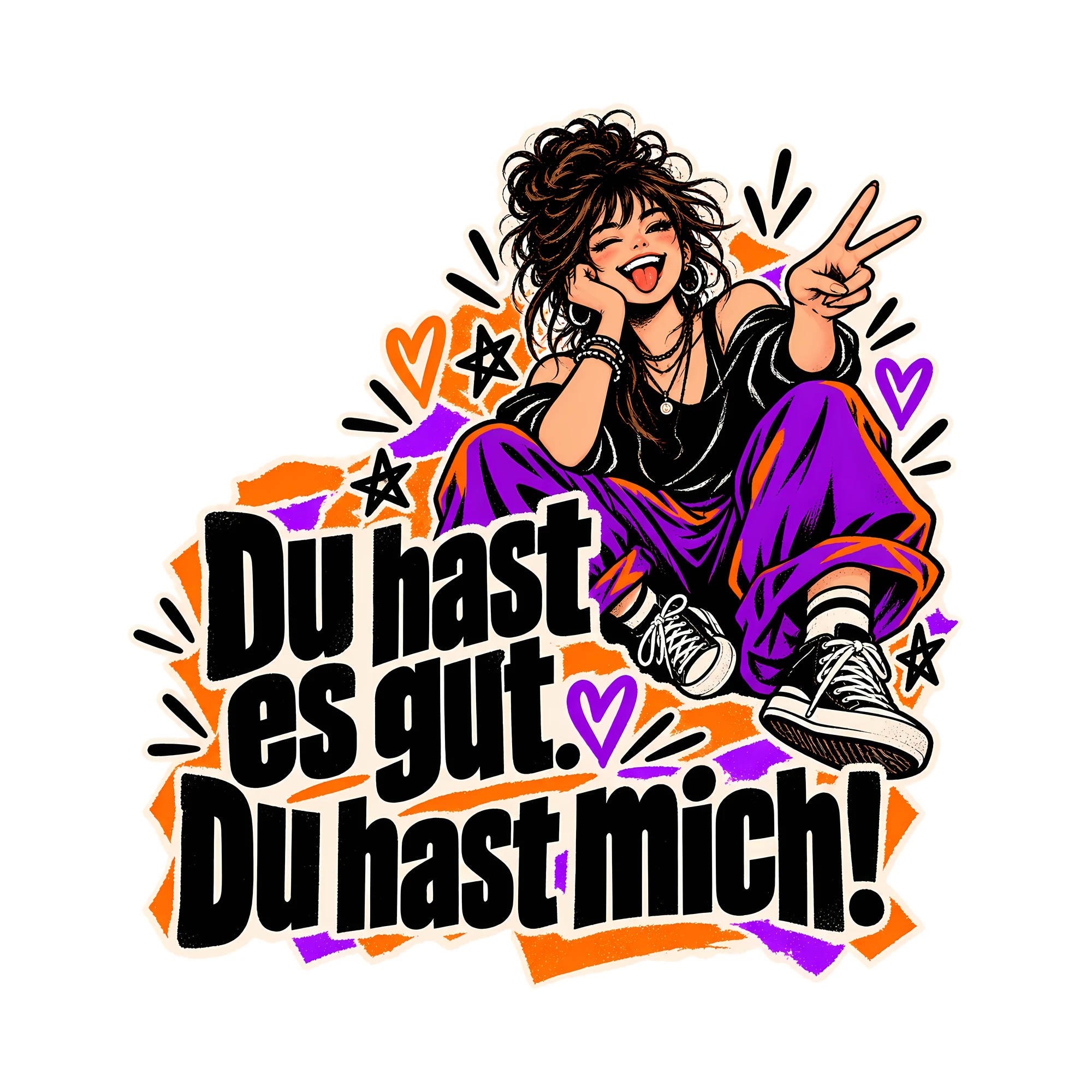 Bügelbild Du hast es gut. Du hast mich!, Freundschaft Shirt Spruch als Grafik auf weißem Hintergrund (BB014655)