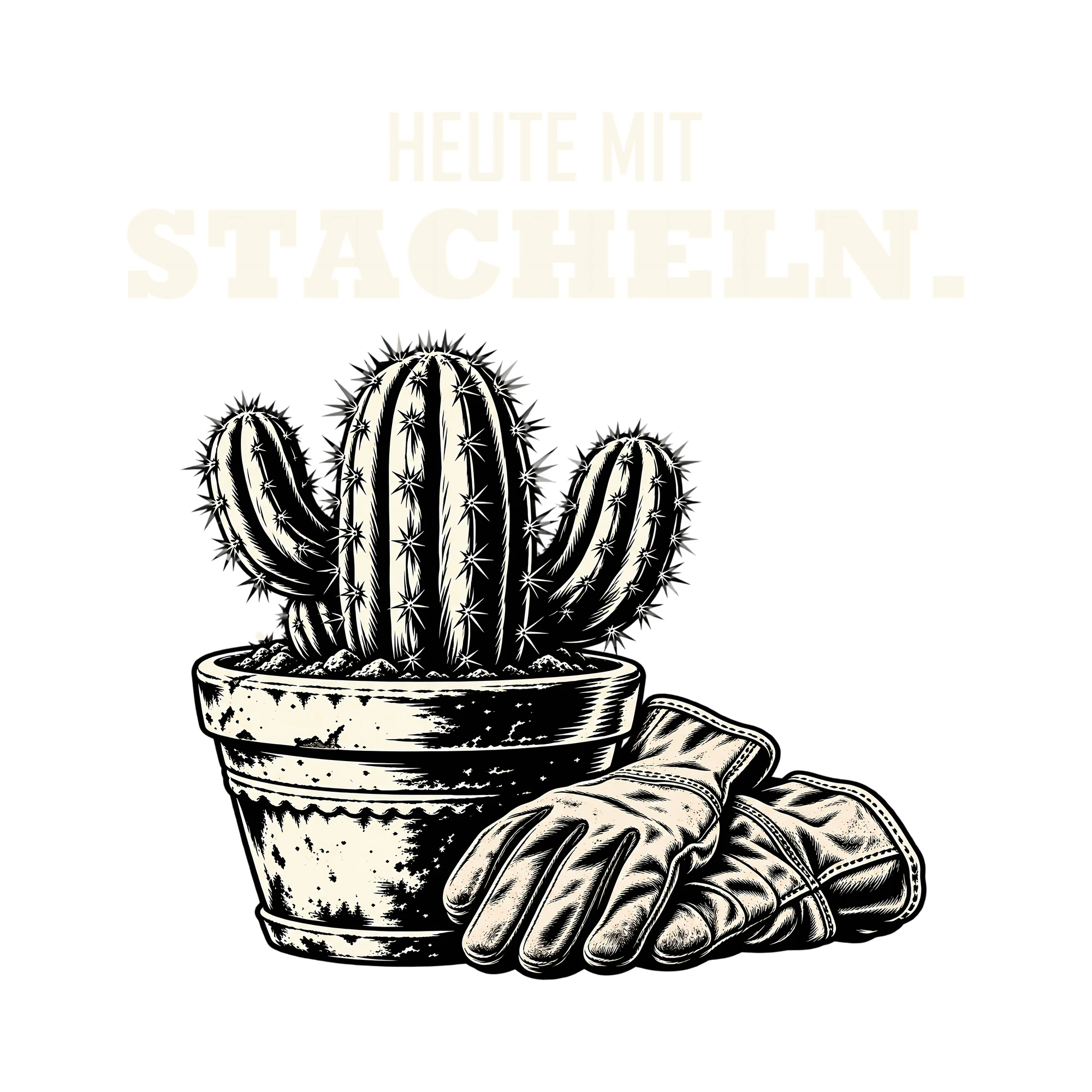 Bügelbild HEUTE MIT STACHELN. als Grafik auf weißem Hintergrund (BB013203)