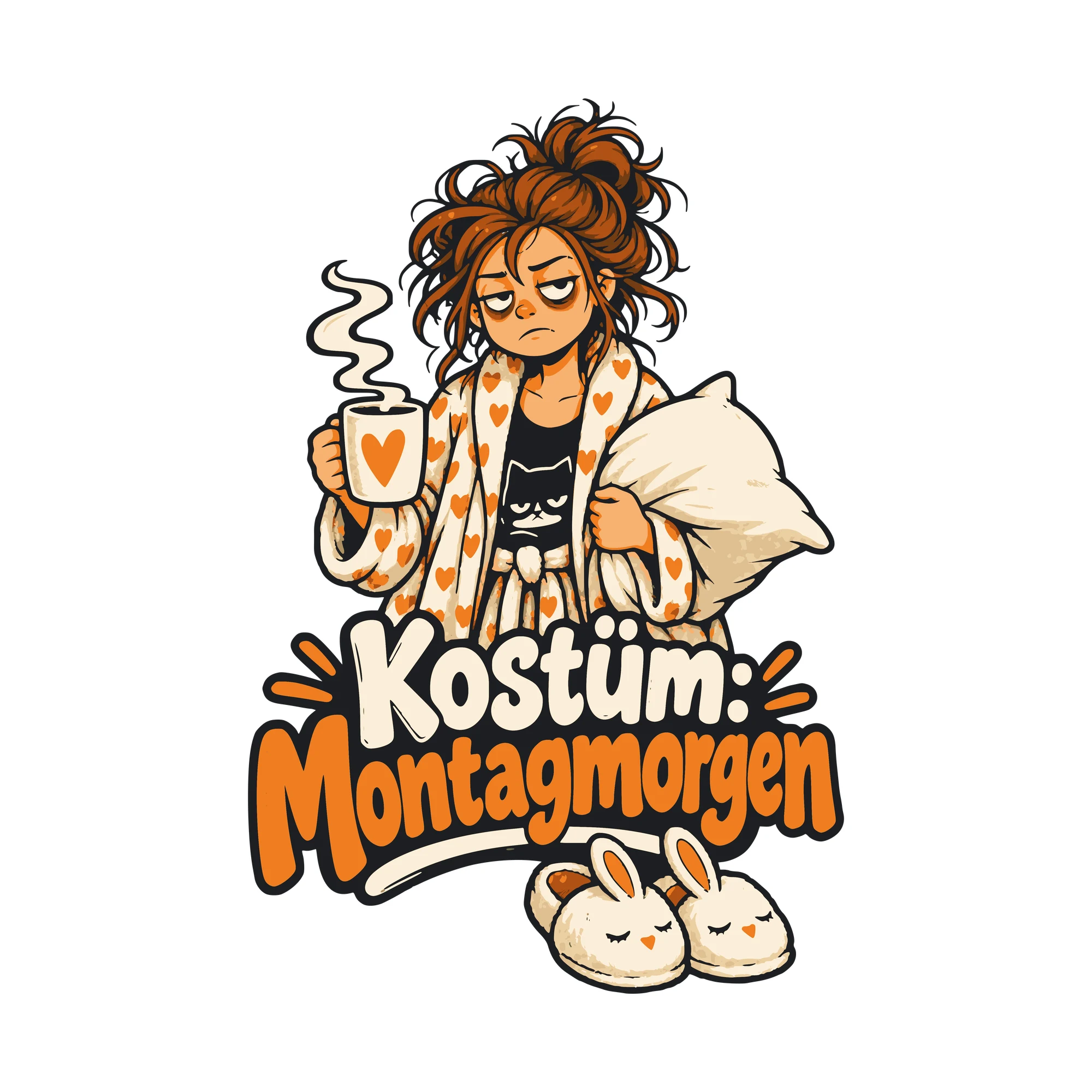 Bügelbild Kostüm: Montagmorgen als Grafik auf weißem Hintergrund (BB011163)