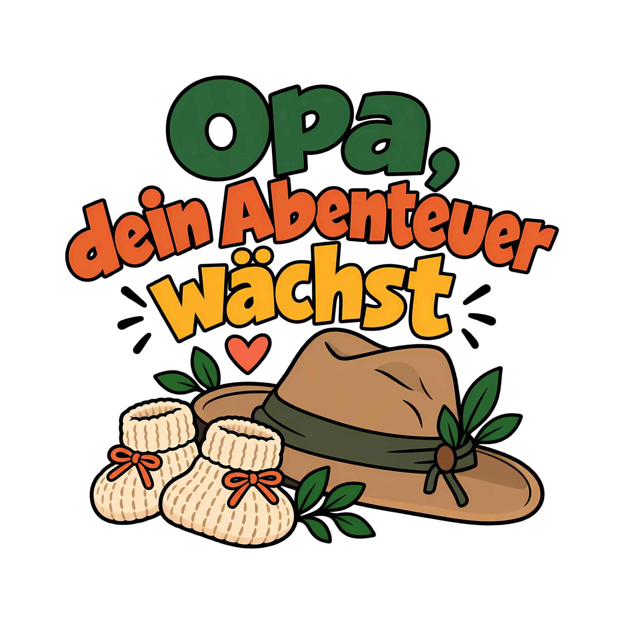 Bügelbild Opa, dein Abenteuer wächst als Grafik auf weißem Hintergrund (BB012506)