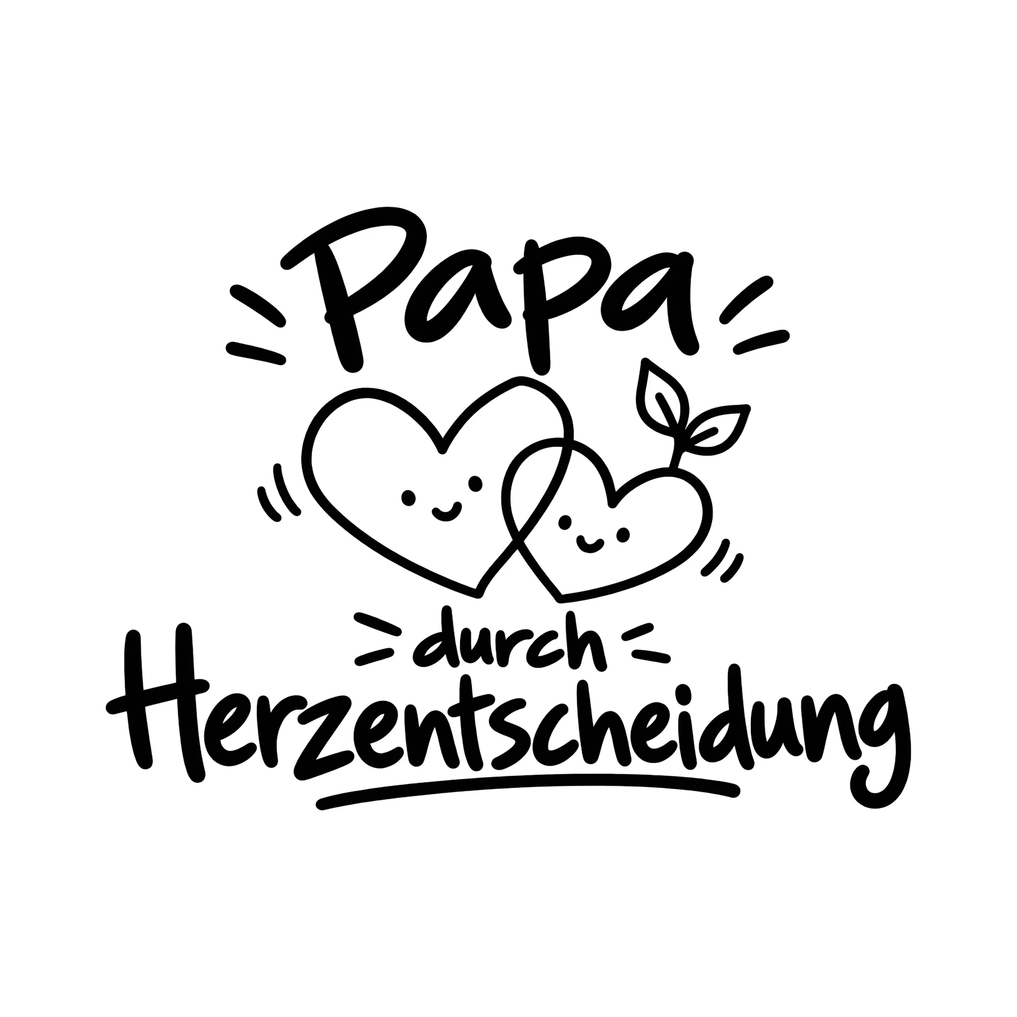 Bügelbild Papa durch Herzentscheidung als Grafik auf weißem Hintergrund (BB012380)