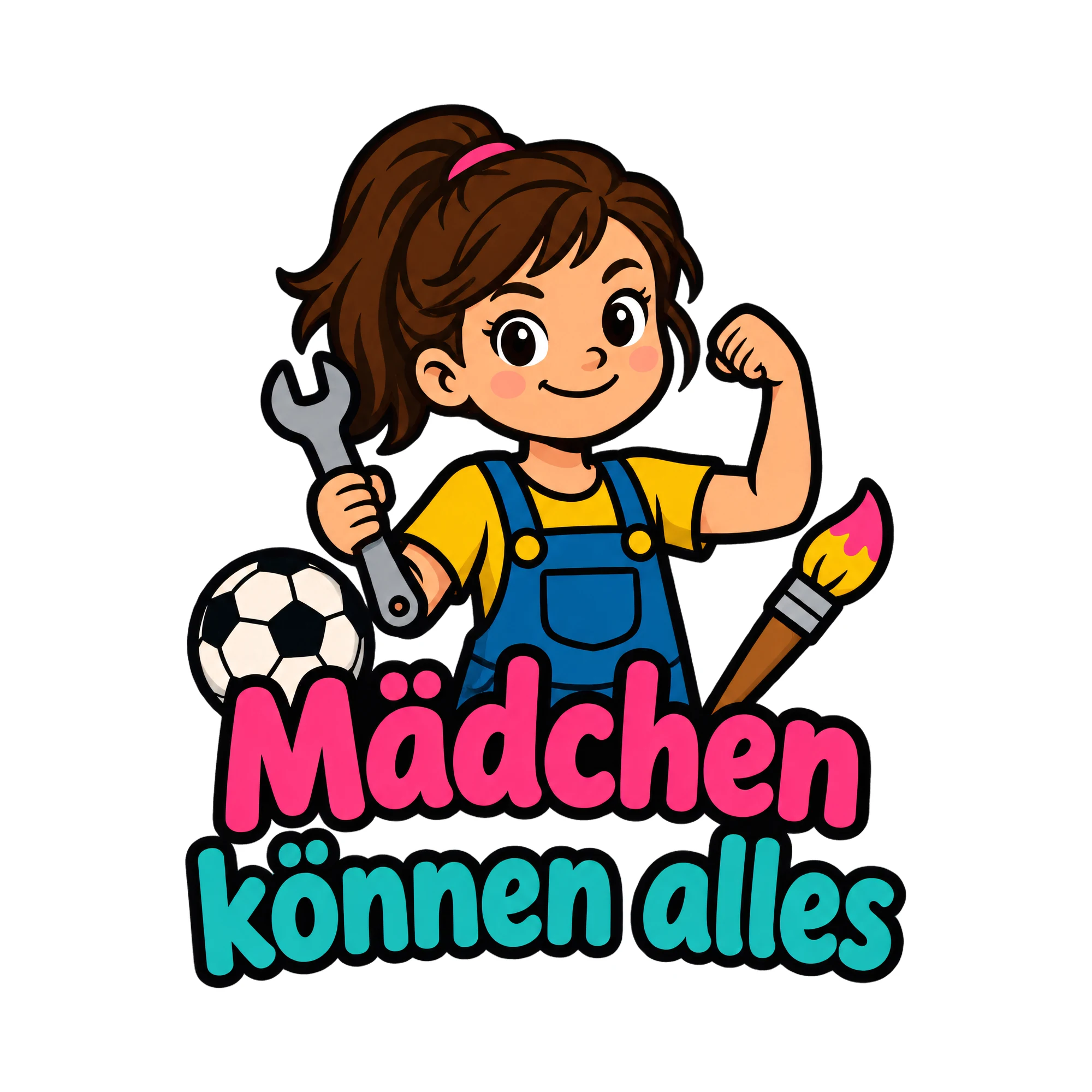 Bügelbild Mädchen können alles als Grafik auf weißem Hintergrund (BB019980)