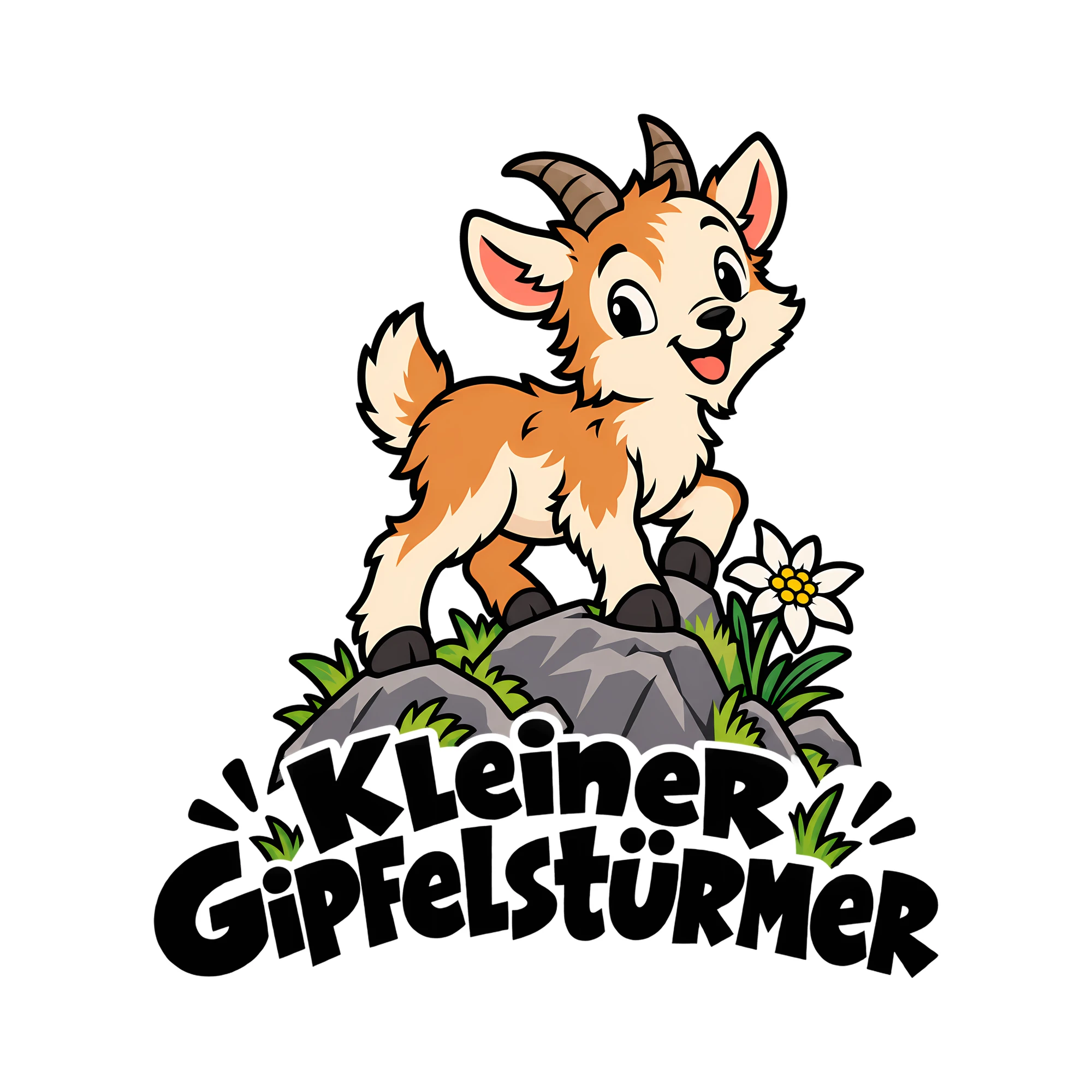 Bügelbild Kleiner Gipfelstürmer als Grafik auf weißem Hintergrund (BB014244)