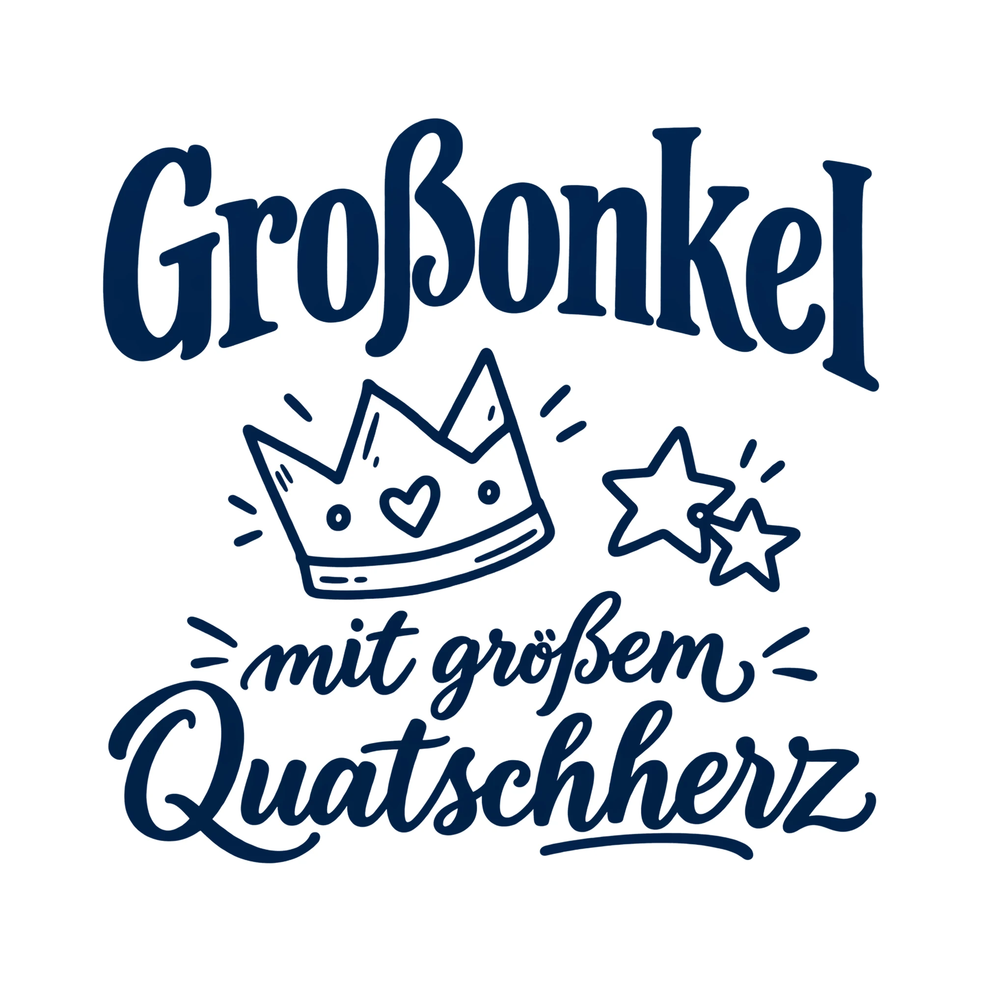 Bügelbild Großonkel mit großem Quatschherz als Grafik auf weißem Hintergrund (BB013567)