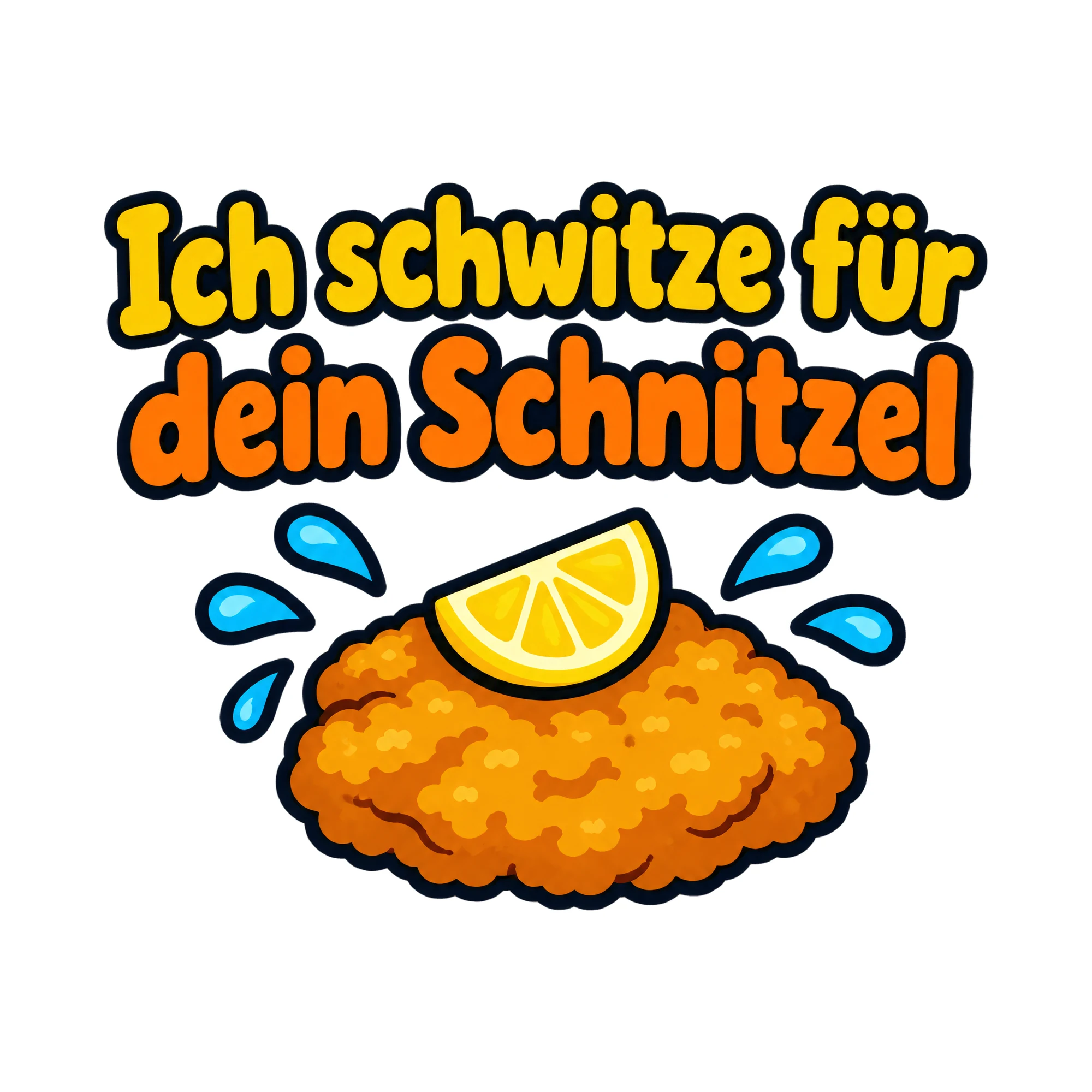 Bügelbild Ich schwitze für dein Schnitzel, Beruf Shirt Spruch als Grafik auf weißem Hintergrund (BB020272)