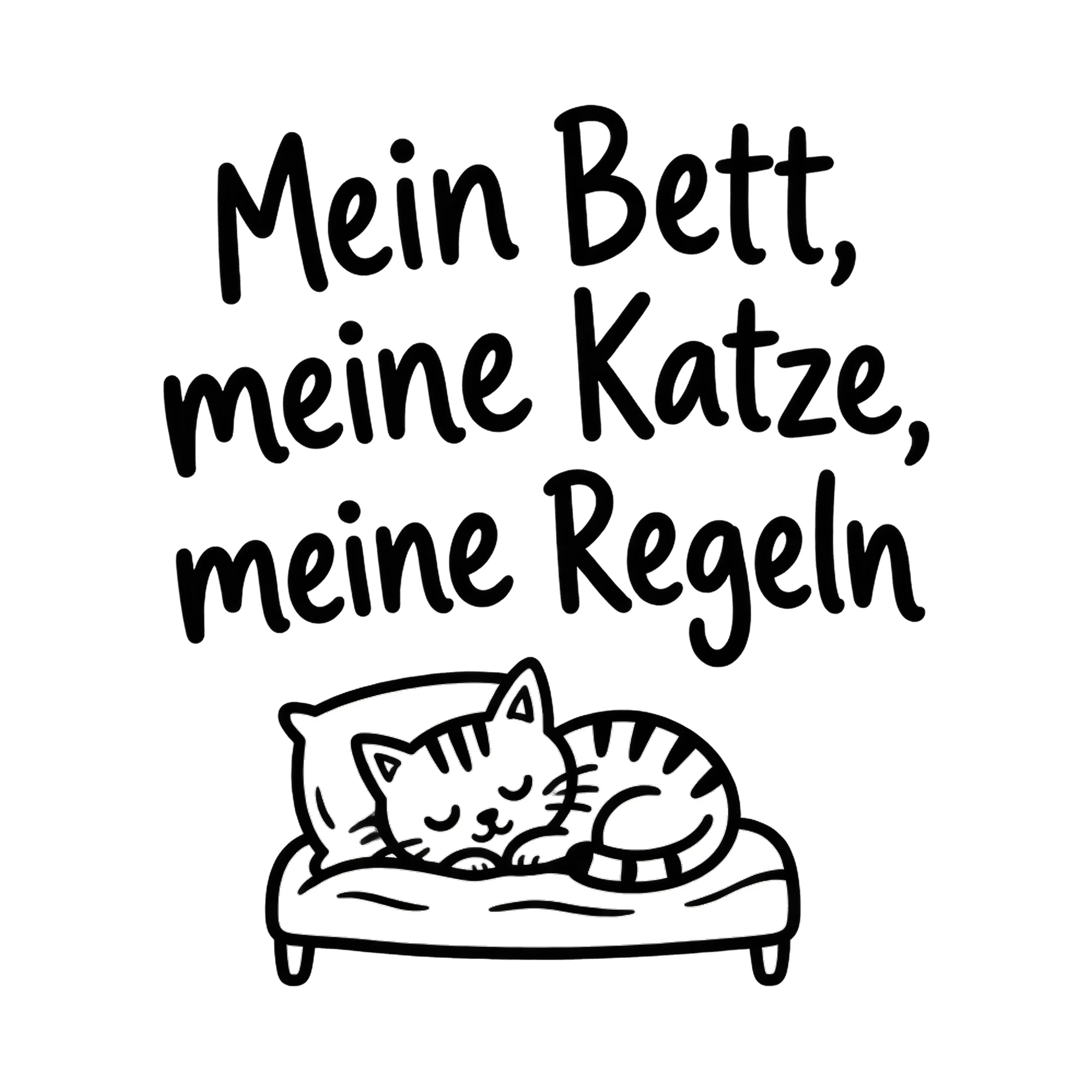 Bügelbild Mein Bett, meine Katze, meine Regeln als Grafik auf weißem Hintergrund (BB018563)