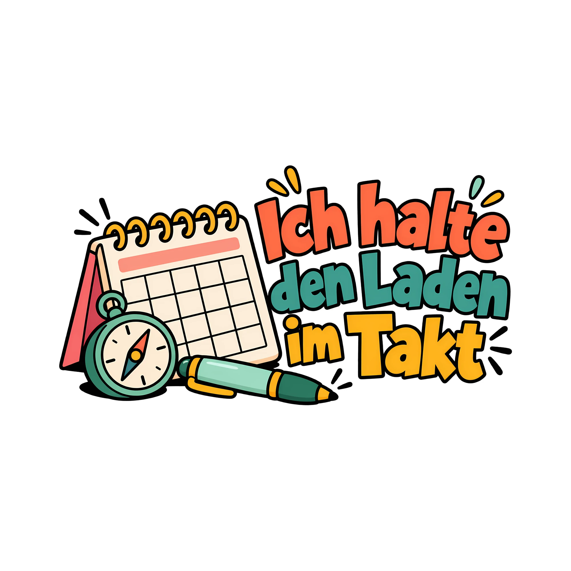 Bügelbild Ich halte den Laden im Takt als Grafik auf weißem Hintergrund (BB011695)