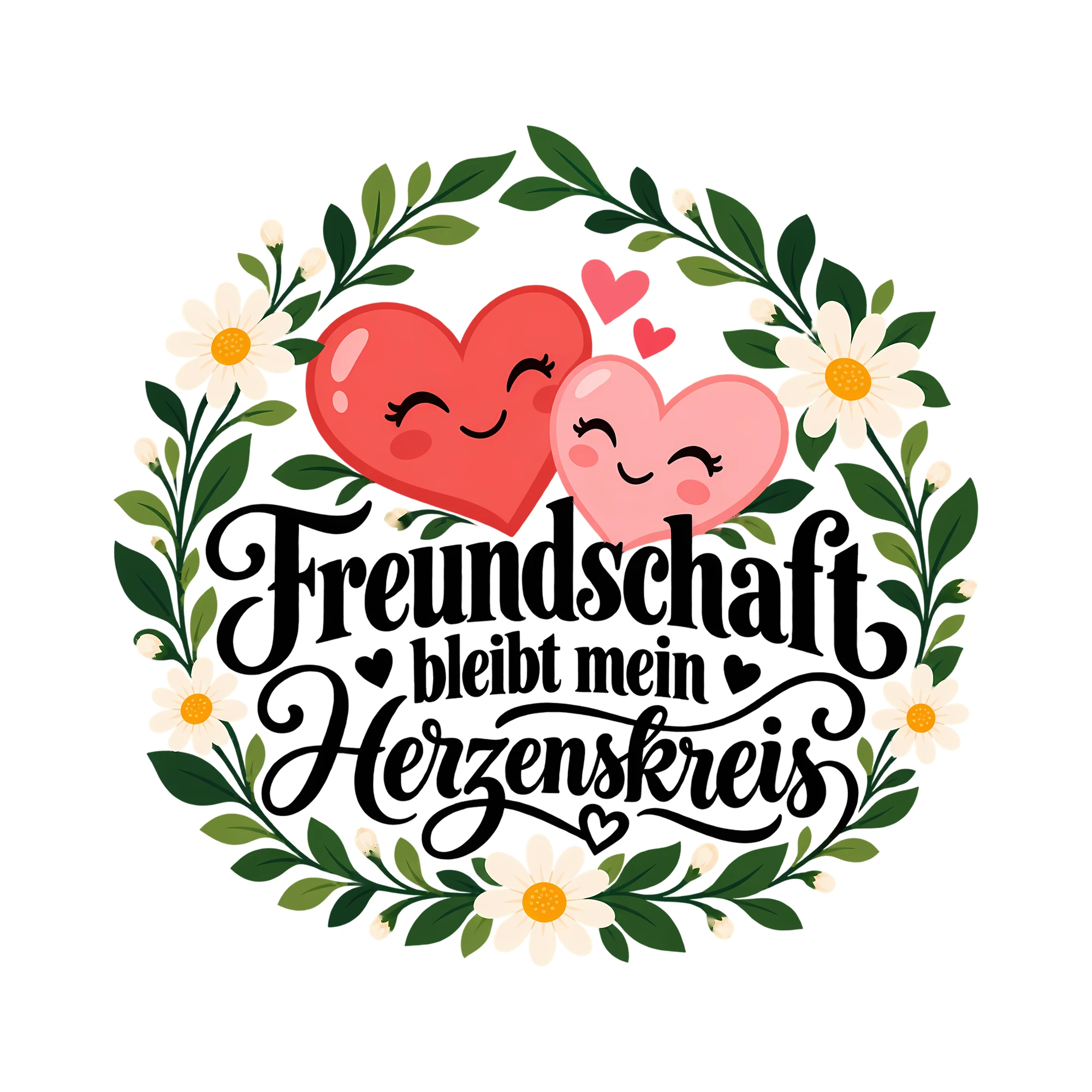 Bügelbild Freundschaft bleibt mein Herzenskreis als Grafik auf weißem Hintergrund (BB012325)