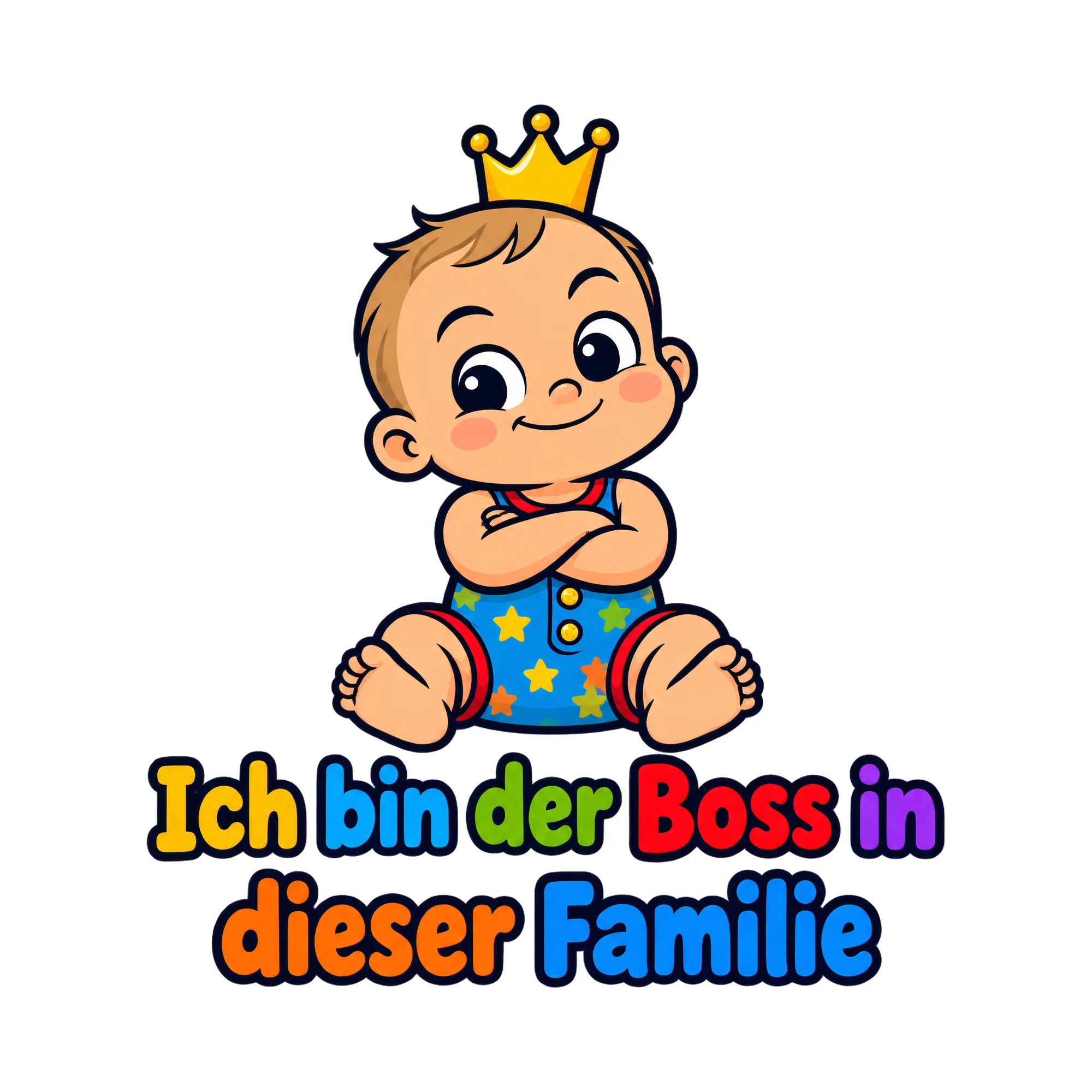 Bügelbild Ich bin der Boss in dieser Familie als Grafik auf weißem Hintergrund (BB020047)