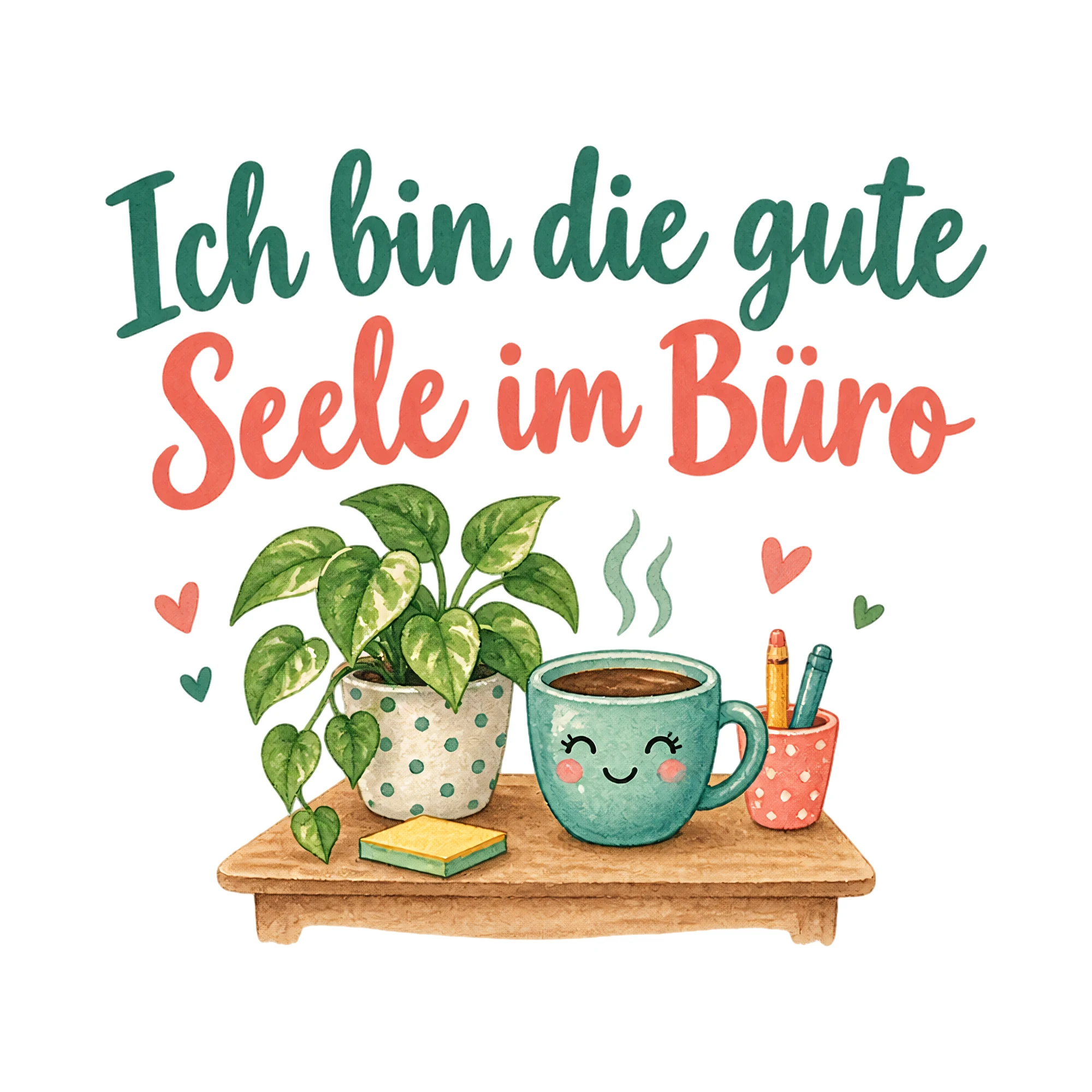 Bügelbild Ich bin die gute Seele im Büro, Beruf Shirt Spruch als Grafik auf weißem Hintergrund (BB020253)