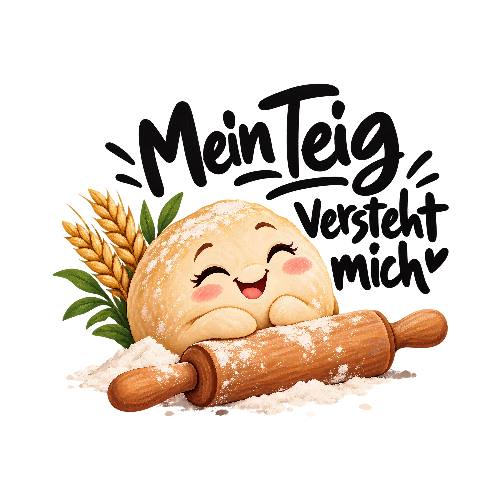 Bügelbild Mein Teig versteht mich als Grafik auf weißem Hintergrund (BB012225)