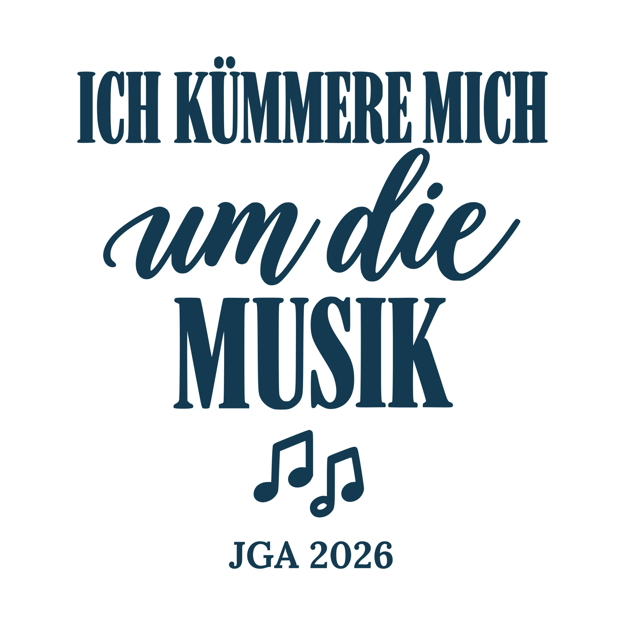 Bügelbild Ich kümmere mich um die Musik mit Jahr als Grafik auf weißem Hintergrund (BB010711)