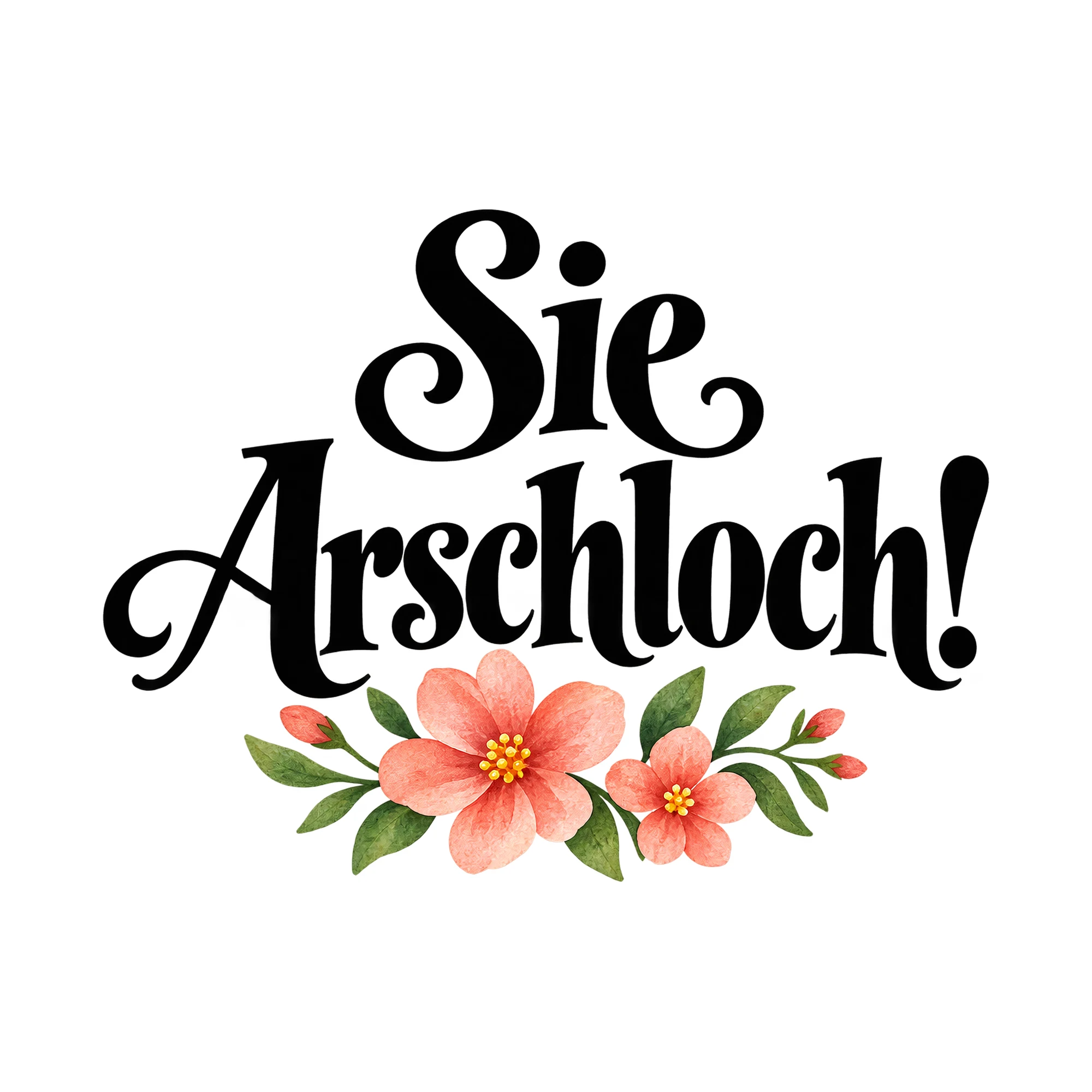 Bügelbild „Sie Ar**hloch!“, Lustiger Shirt Spruch als Grafik auf weißem Hintergrund (BB015917)