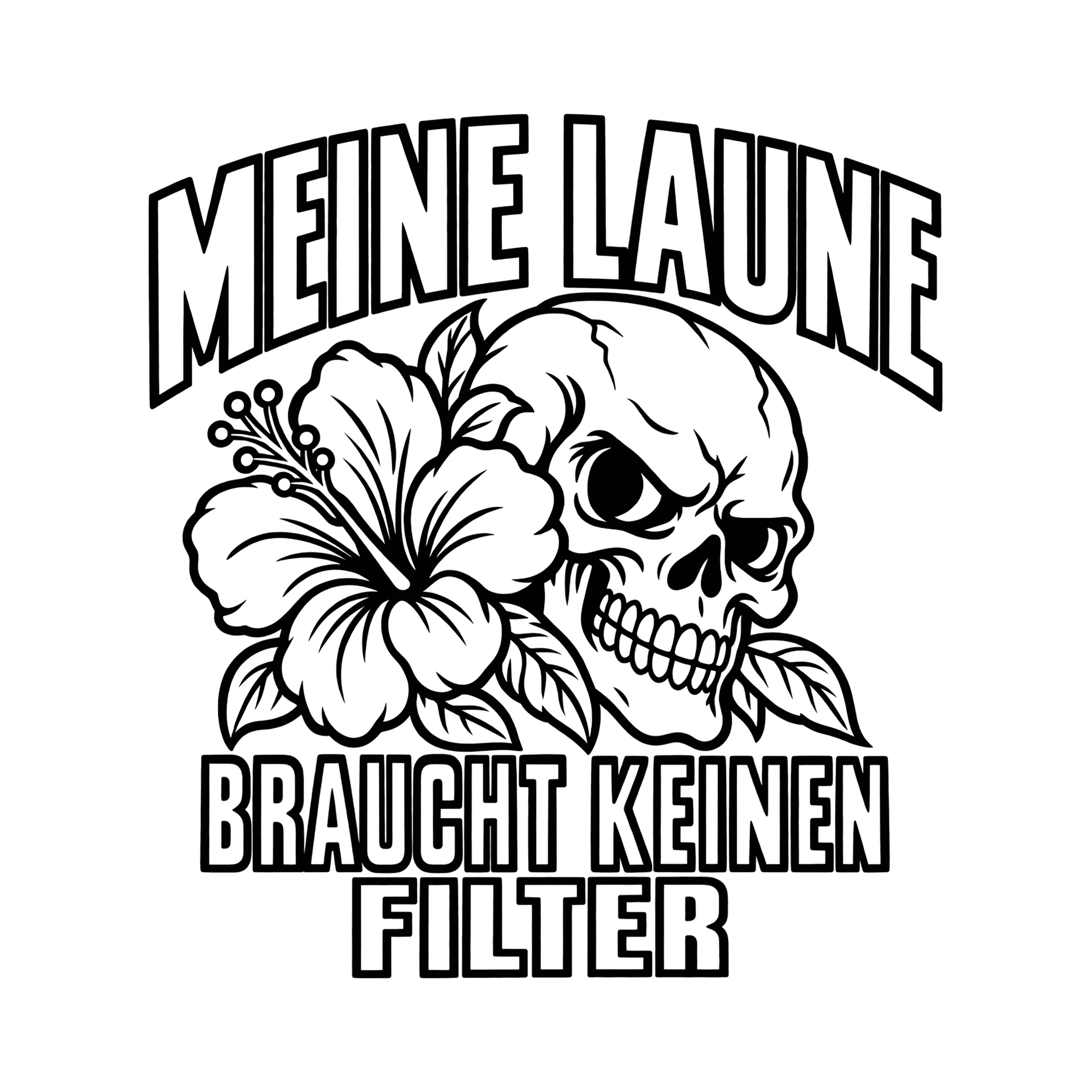 Bügelbild MEINE LAUNE BRAUCHT KEINEN FILTER als Grafik auf weißem Hintergrund (BB014408)