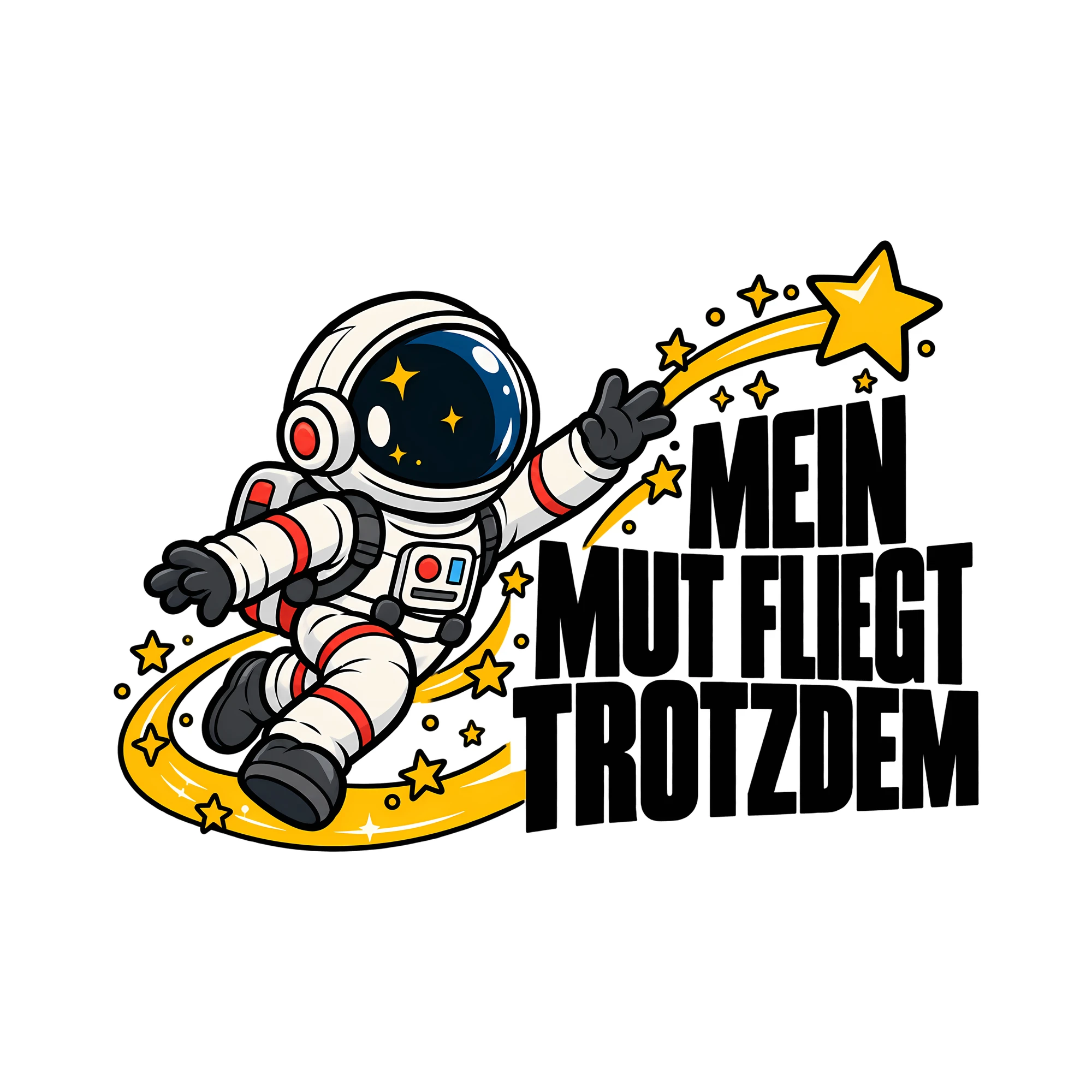 Bügelbild MEIN MUT FLIEGT TROTZDEM als Grafik auf weißem Hintergrund (BB014439)