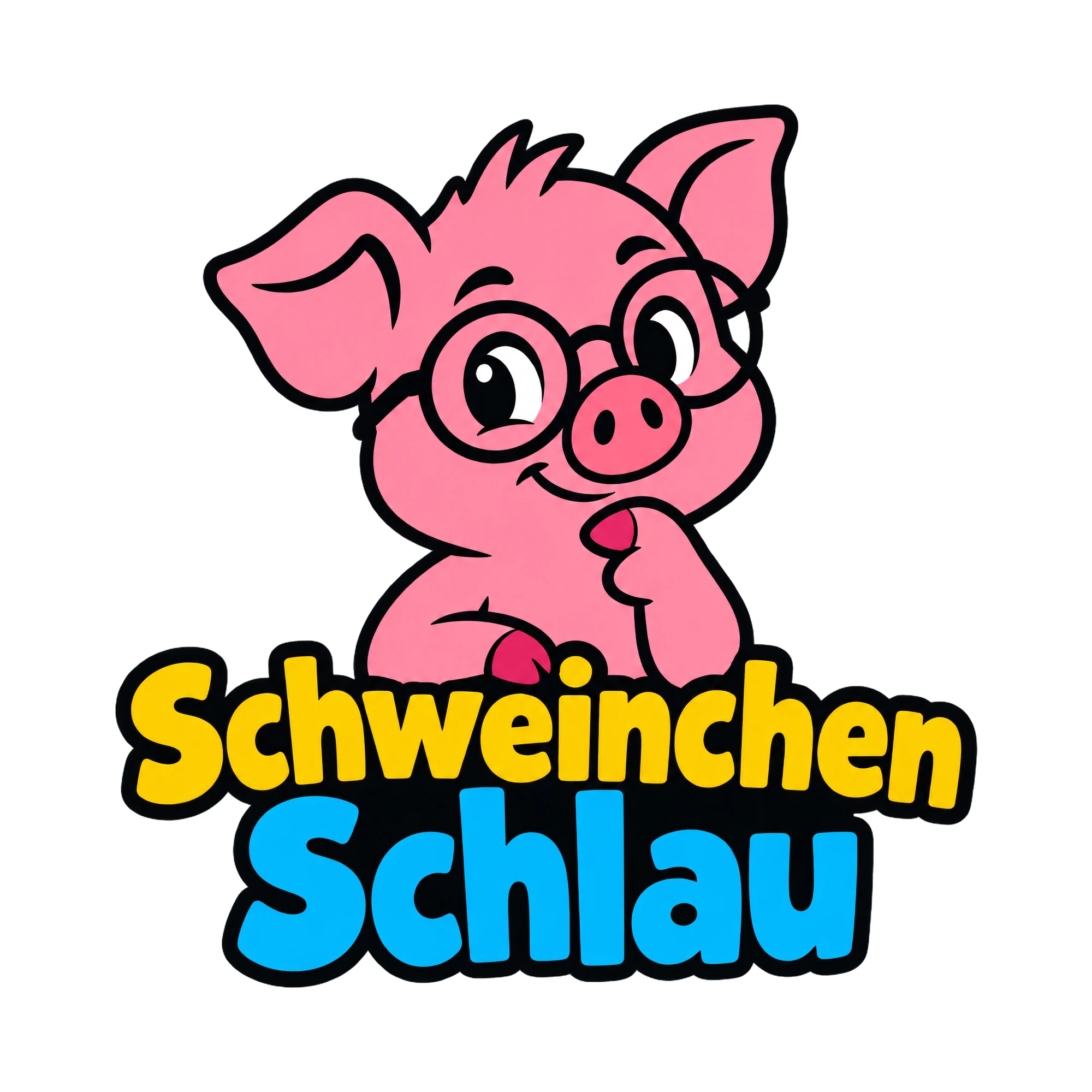 Bügelbild Schweinchen Schlau als Grafik auf weißem Hintergrund (BB018572)