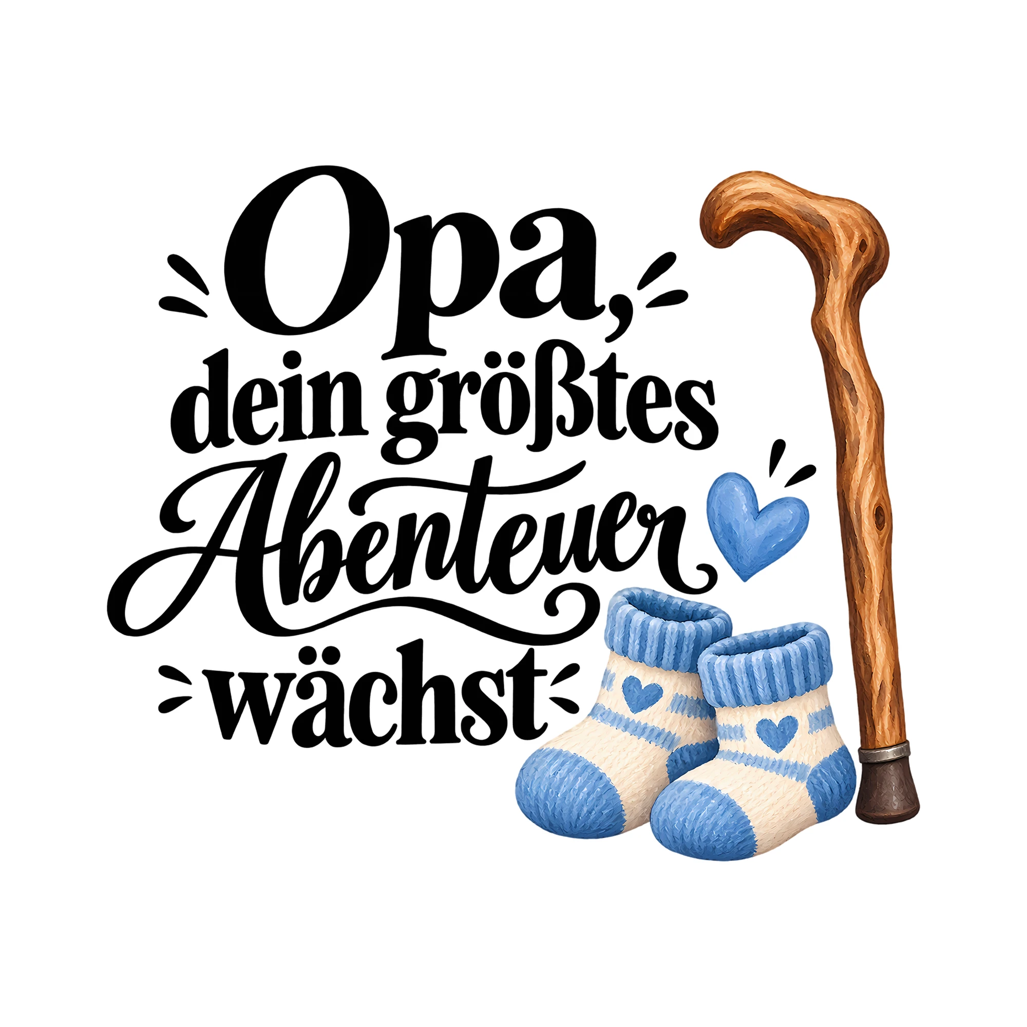 Bügelbild Opa, dein größtes Abenteuer wächst als Grafik auf weißem Hintergrund (BB012500)