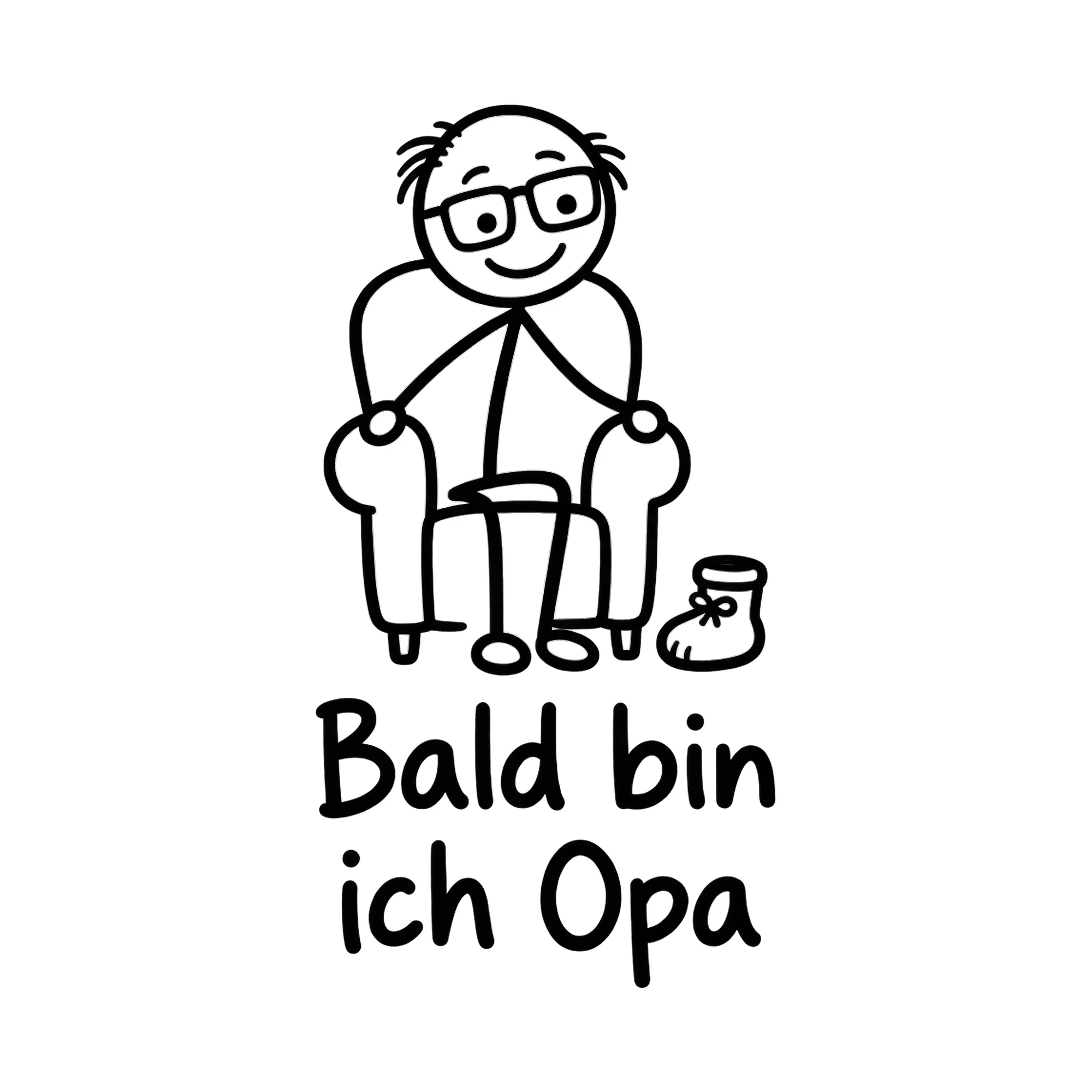 Bügelbild Bald bin ich Opa, Babybody bügeln Motiv als Grafik auf weißem Hintergrund (BB016715)