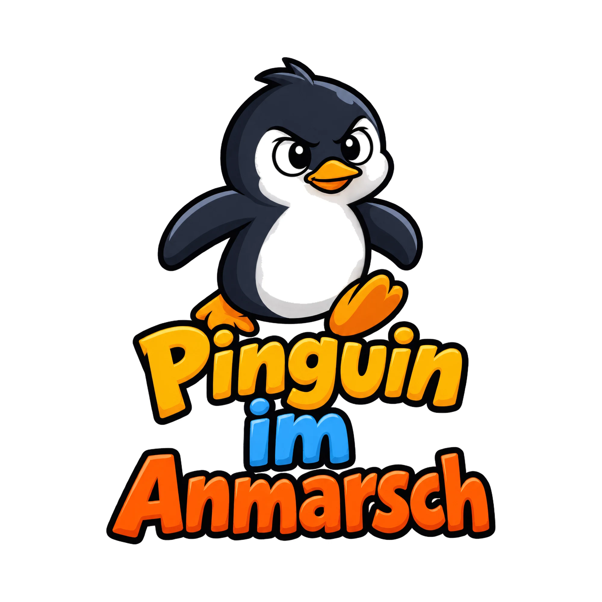 Bügelbild Pinguin im Anmarsch, Tiere Shirt Spruch als Grafik auf weißem Hintergrund (BB016604)