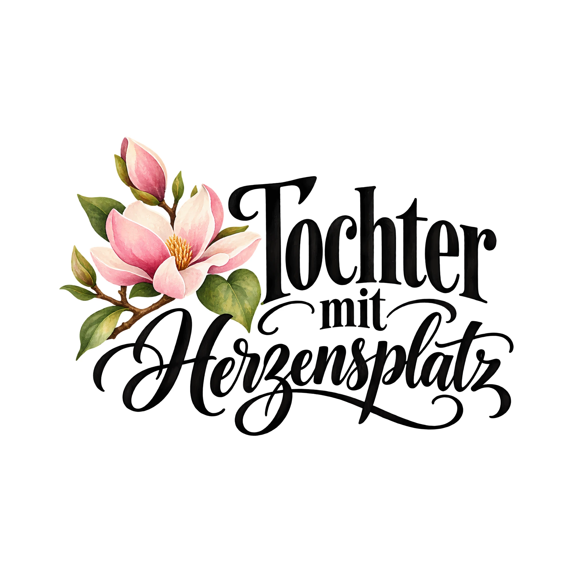 Bügelbild Tochter mit Herzensplatz als Grafik auf weißem Hintergrund (BB013502)