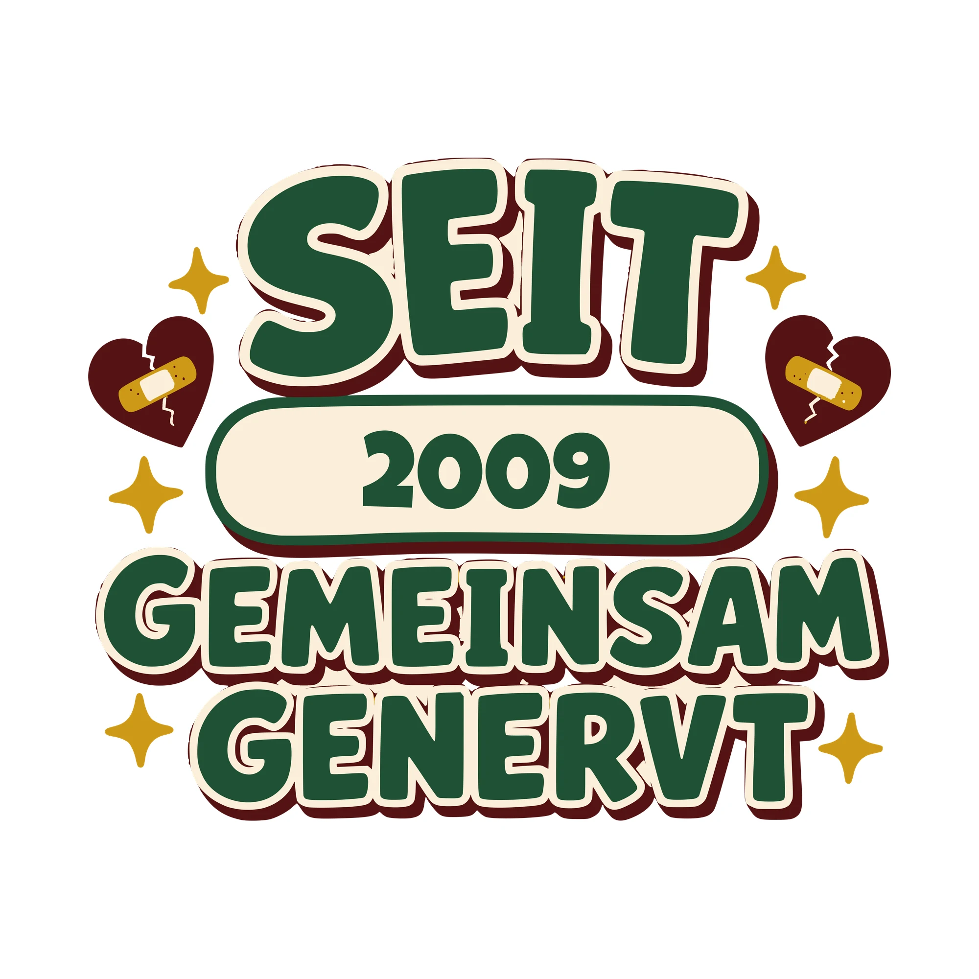 Bügelbild Gemeinsam genervt mit Jahr als Grafik auf weißem Hintergrund (BB010417)