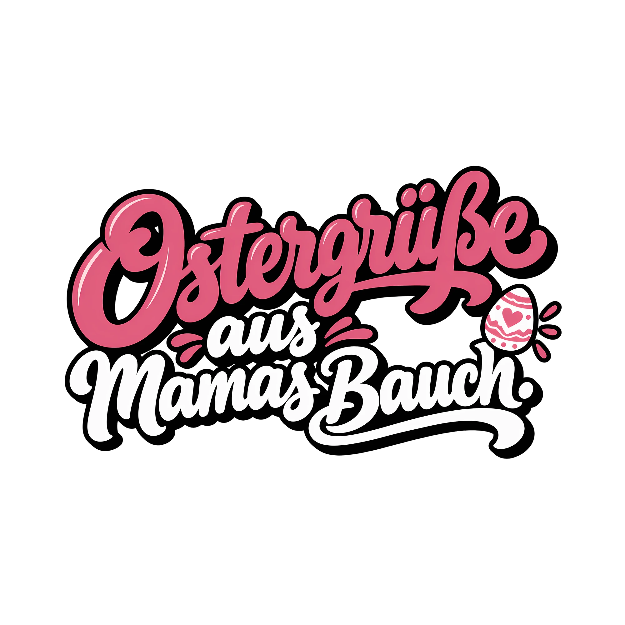 Bügelbild Ostergrüße aus Mamas Bauch. als Grafik auf weißem Hintergrund (BB013324)