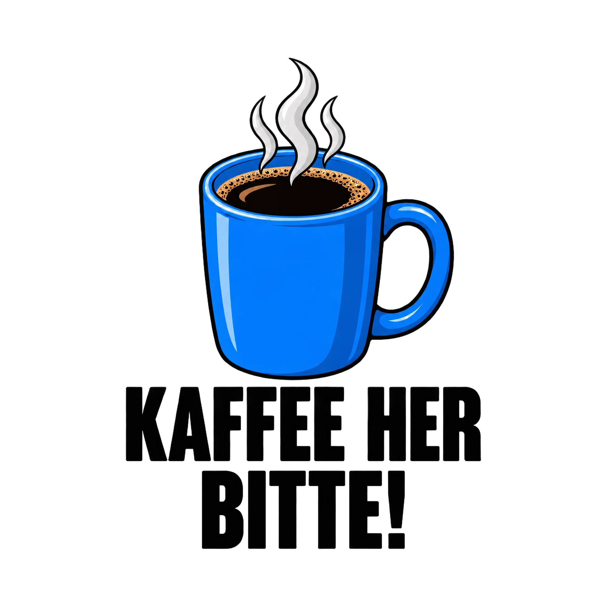 Bügelbild Kaffee her, bitte!, Küchen Spruch Bügelbild als Grafik auf weißem Hintergrund (BB017061)