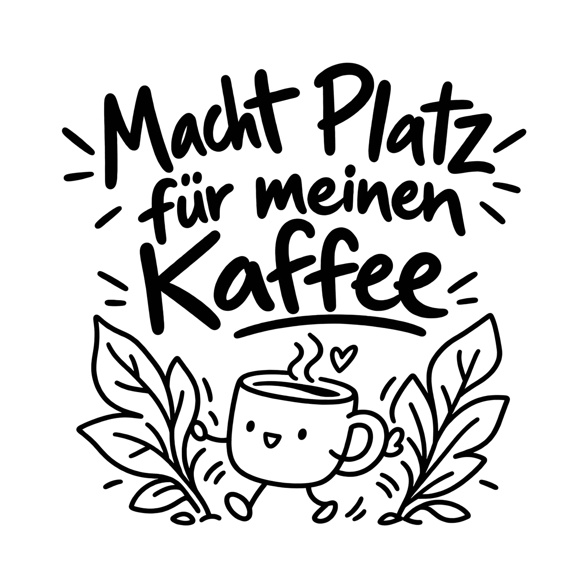 Bügelbild Macht Platz für meinen Kaffee als Grafik auf weißem Hintergrund (BB011649)