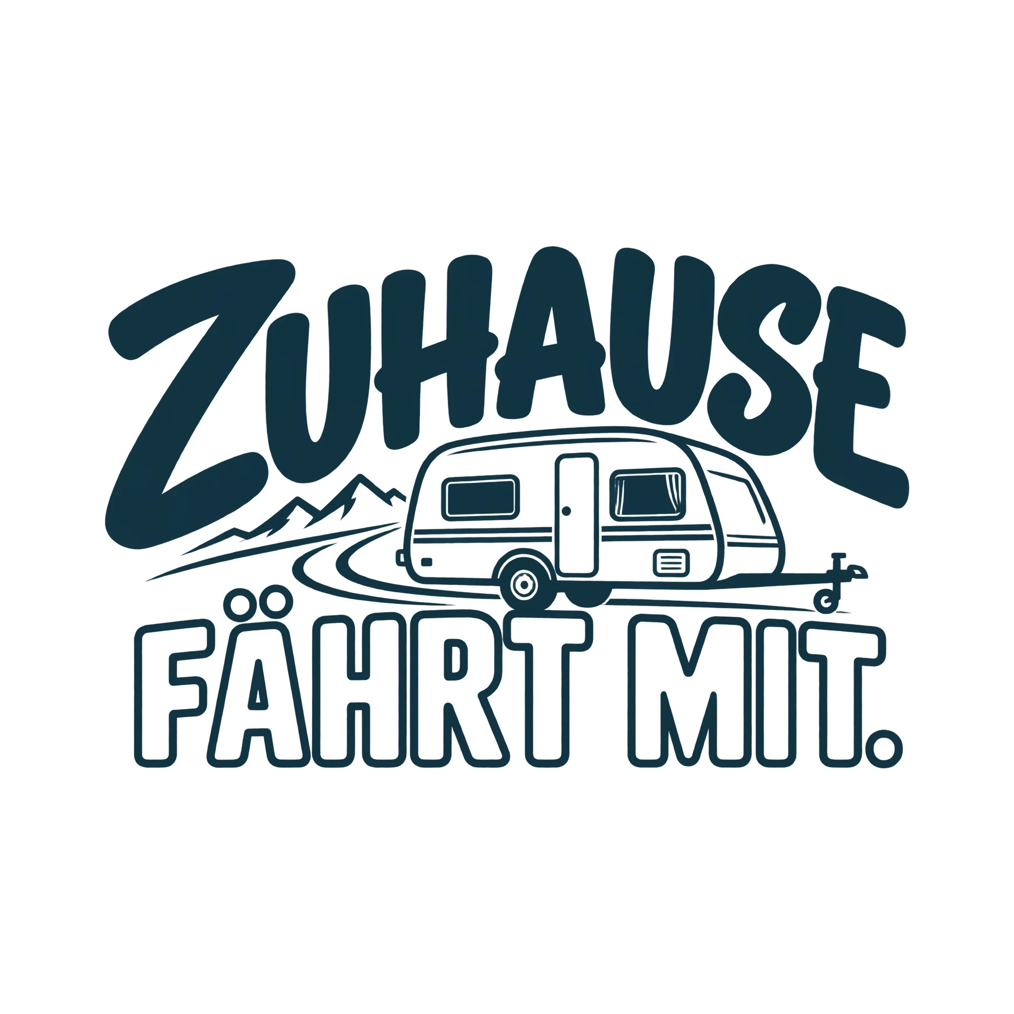 Bügelbild ZUHAUSE FÄHRT MIT. als Grafik auf weißem Hintergrund (BB013987)