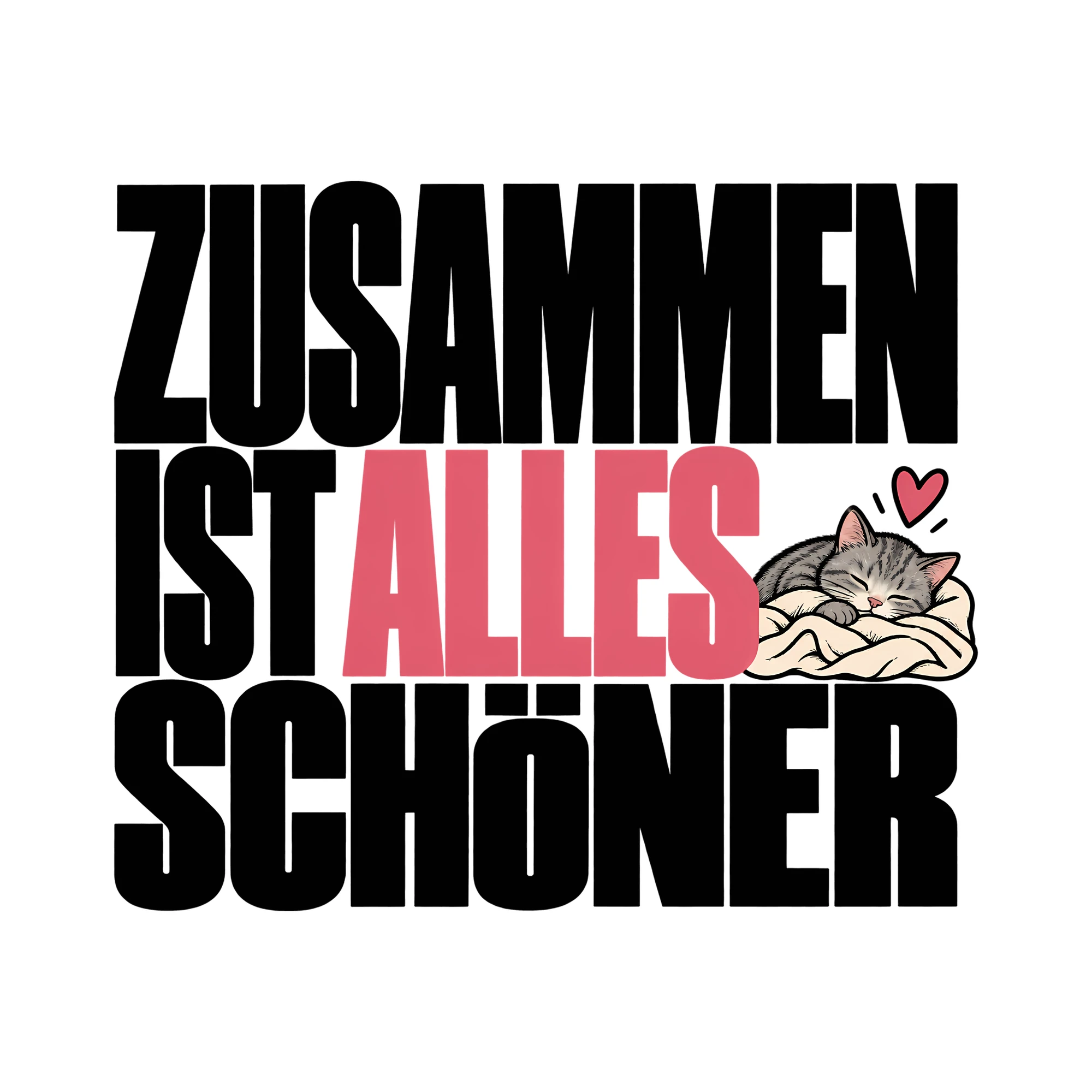 Bügelbild Zusammen ist alles schöner als Grafik auf weißem Hintergrund (BB014103)