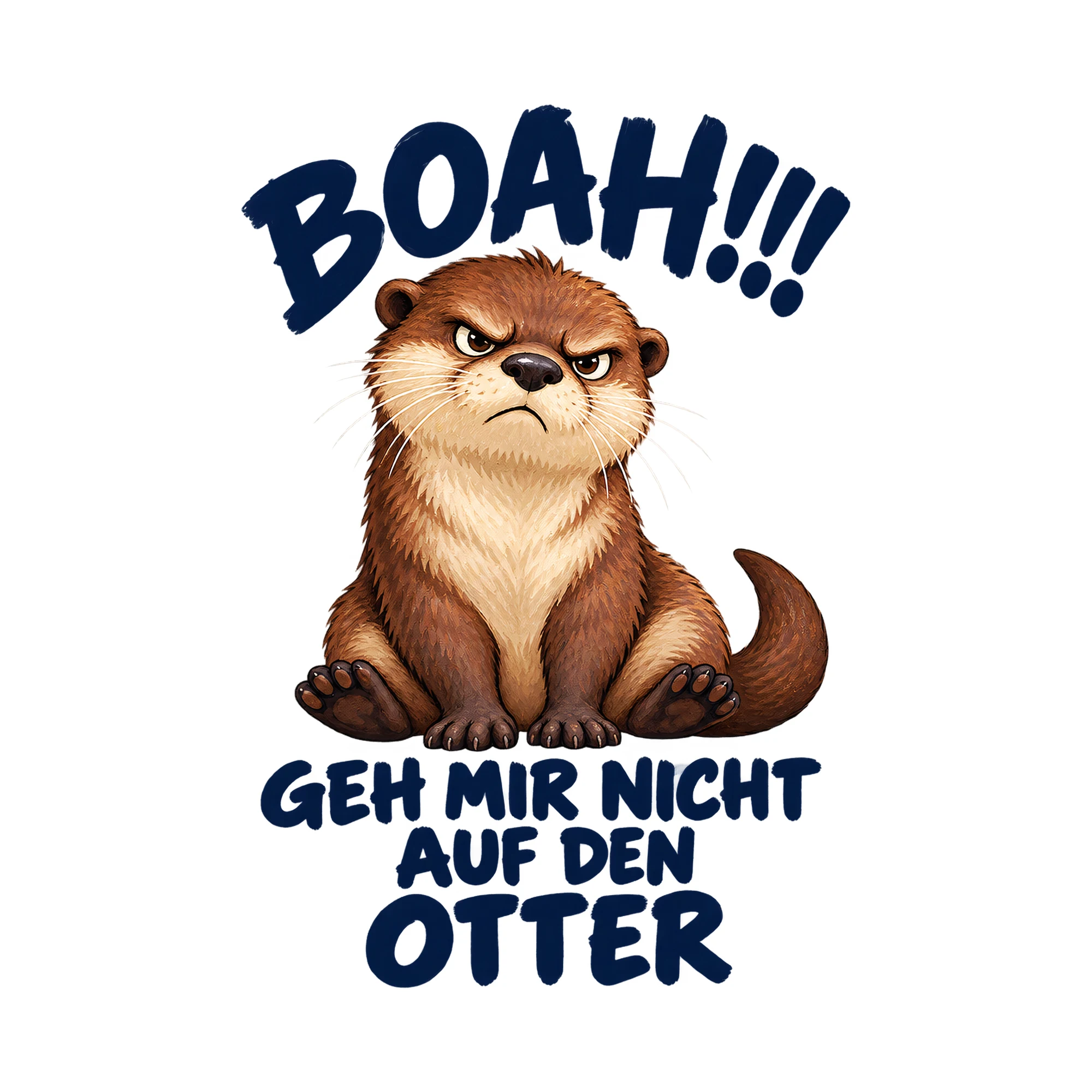 Bügelbild Boah!!! Geh mir nicht auf den Otter, Lustiger Shirt Spruch als Grafik auf weißem Hintergrund (BB017602)