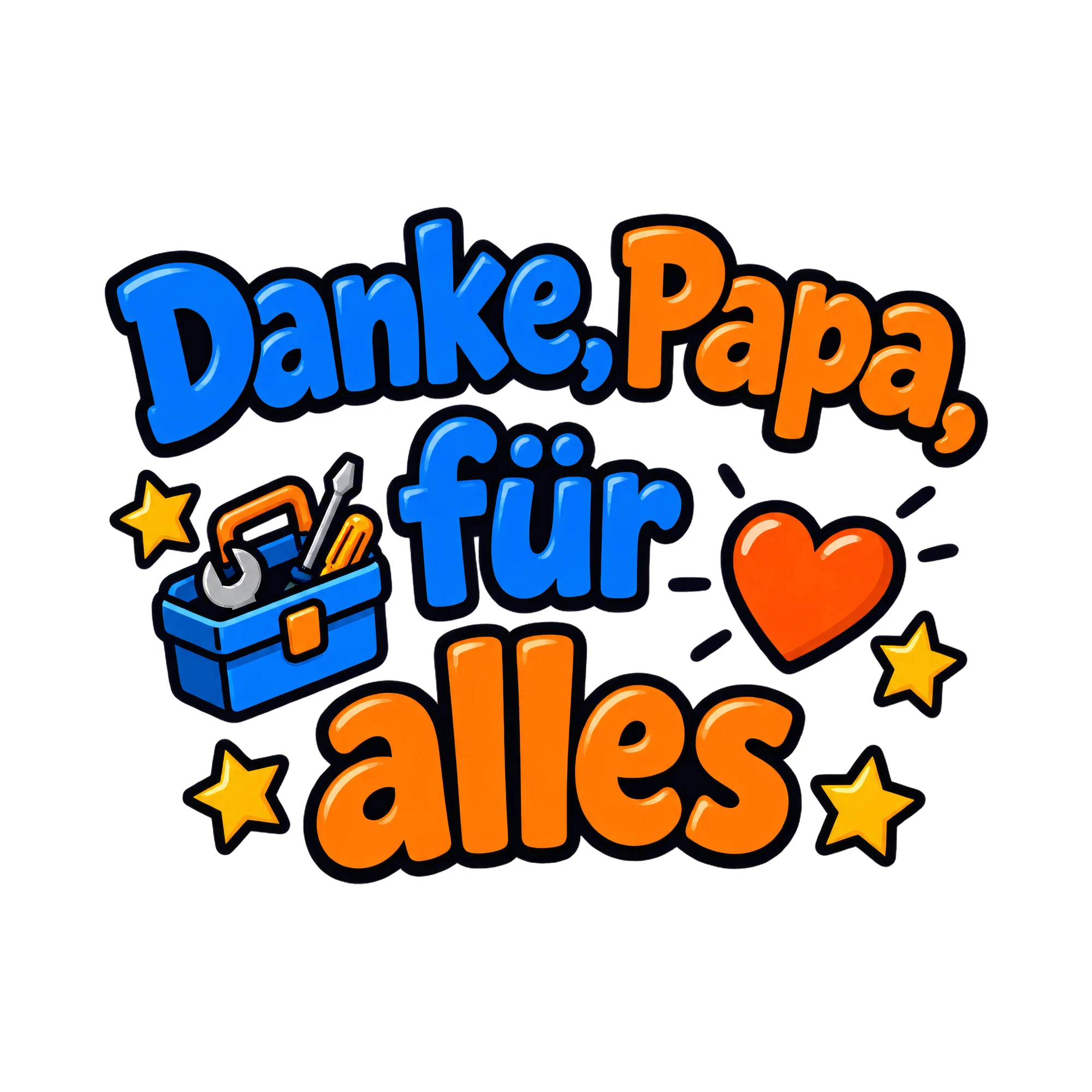 Bügelbild Danke, Papa, für alles als Grafik auf weißem Hintergrund (BB018427)